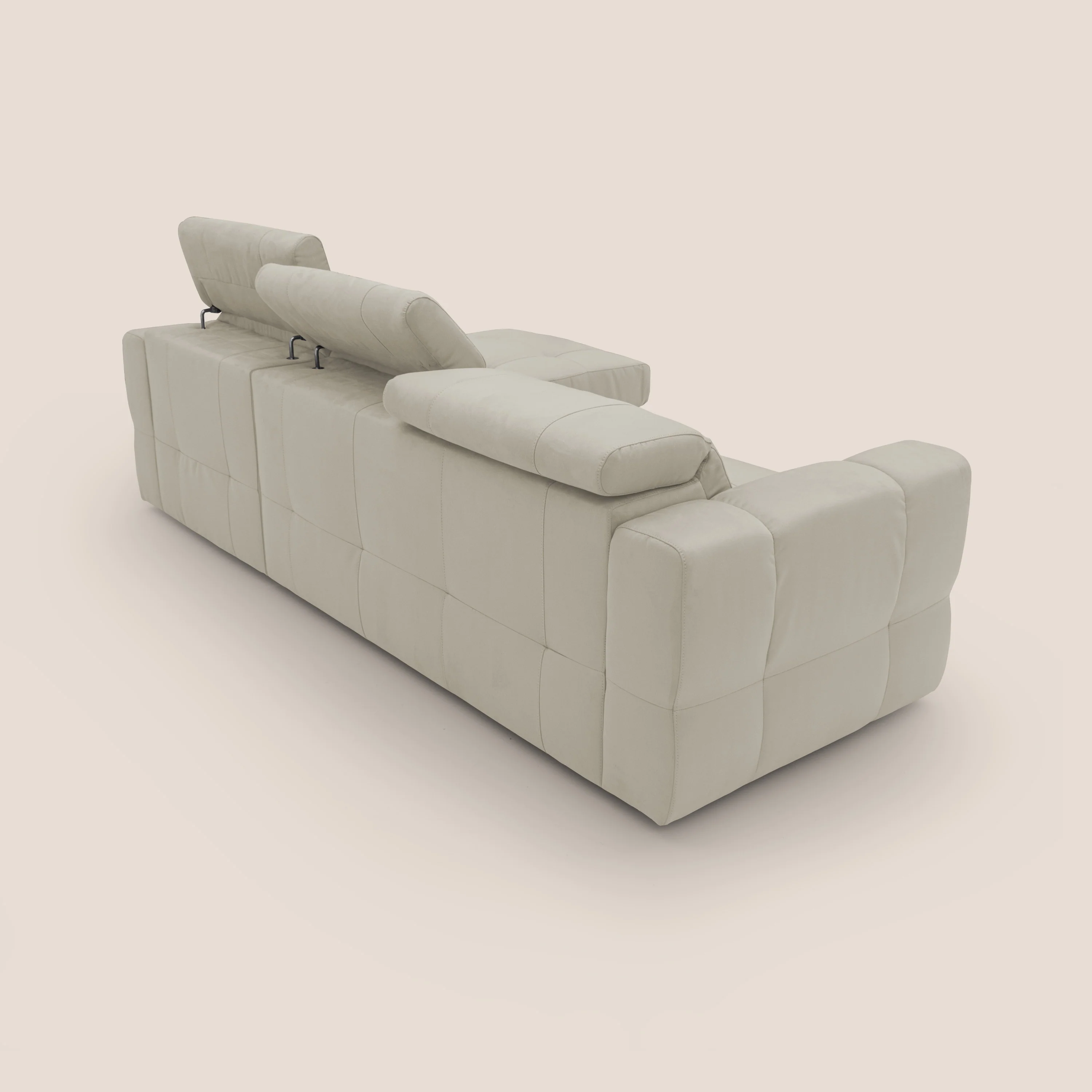 Kronos Canapé d'angle avec pouf extractible et coffre de rangement en microfibre imperméable T11 crème - Image 12