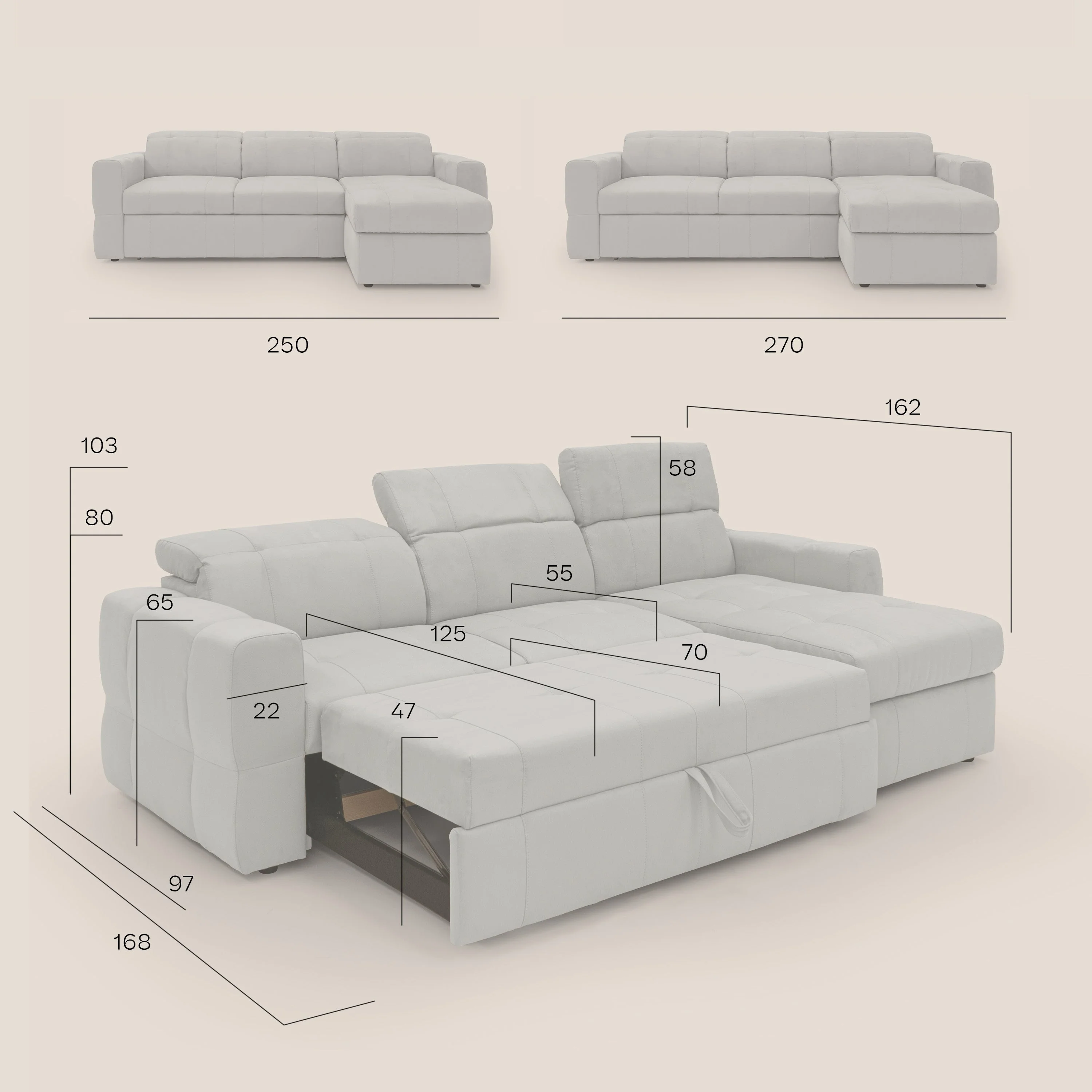 Kronos Canapé d'angle avec pouf extractible et coffre de rangement en microfibre imperméable T11 cuir - Image 15