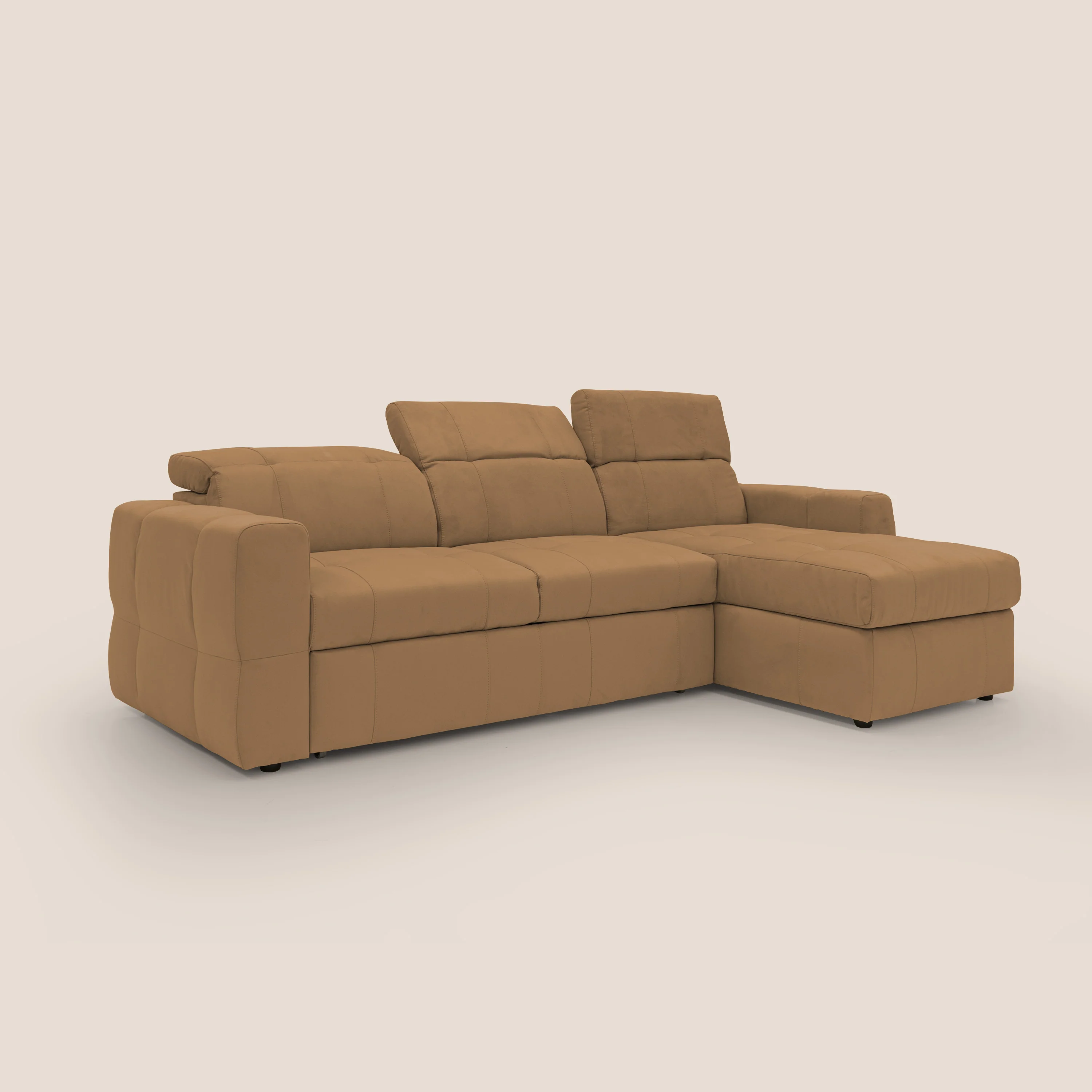 Kronos Canapé d'angle avec pouf extractible et coffre de rangement en microfibre imperméable T11 cuir - Image 3