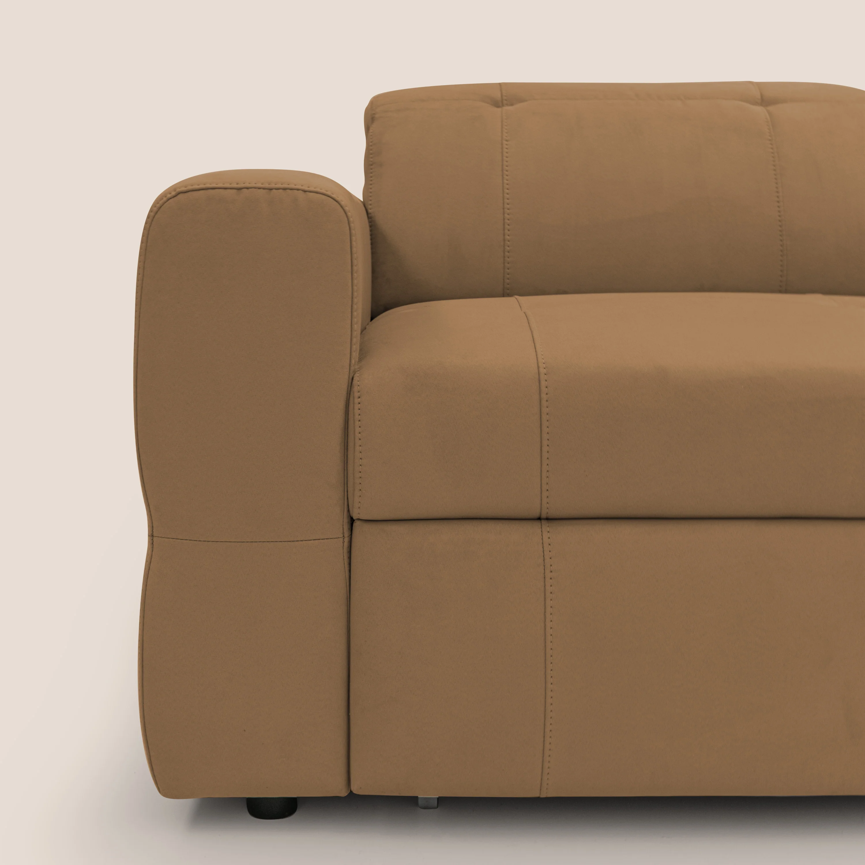 Kronos Canapé d'angle avec pouf extractible et coffre de rangement en microfibre imperméable T11 cuir - Image 5