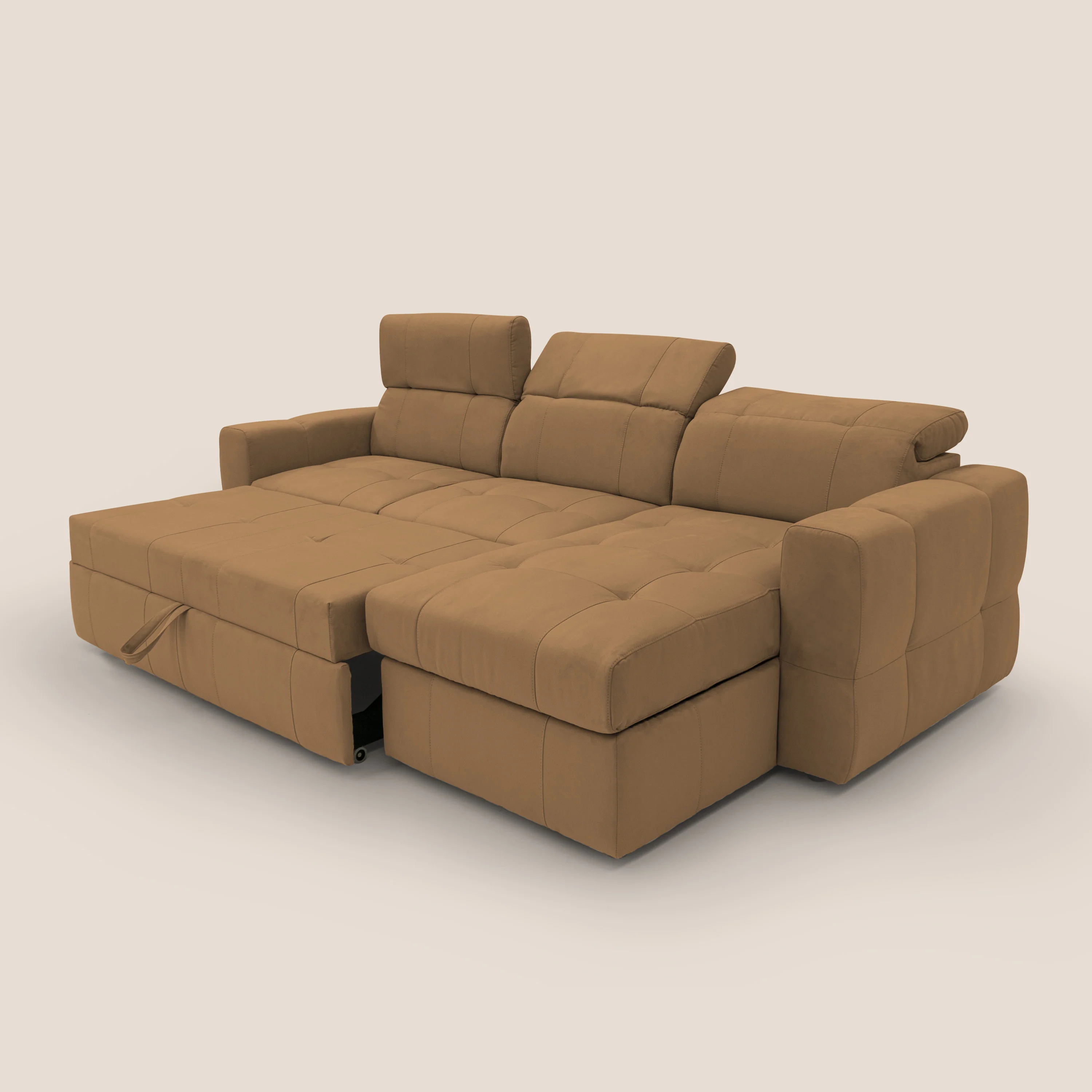 Kronos Canapé d'angle avec pouf extractible et coffre de rangement en microfibre imperméable T11 cuir - Image 7