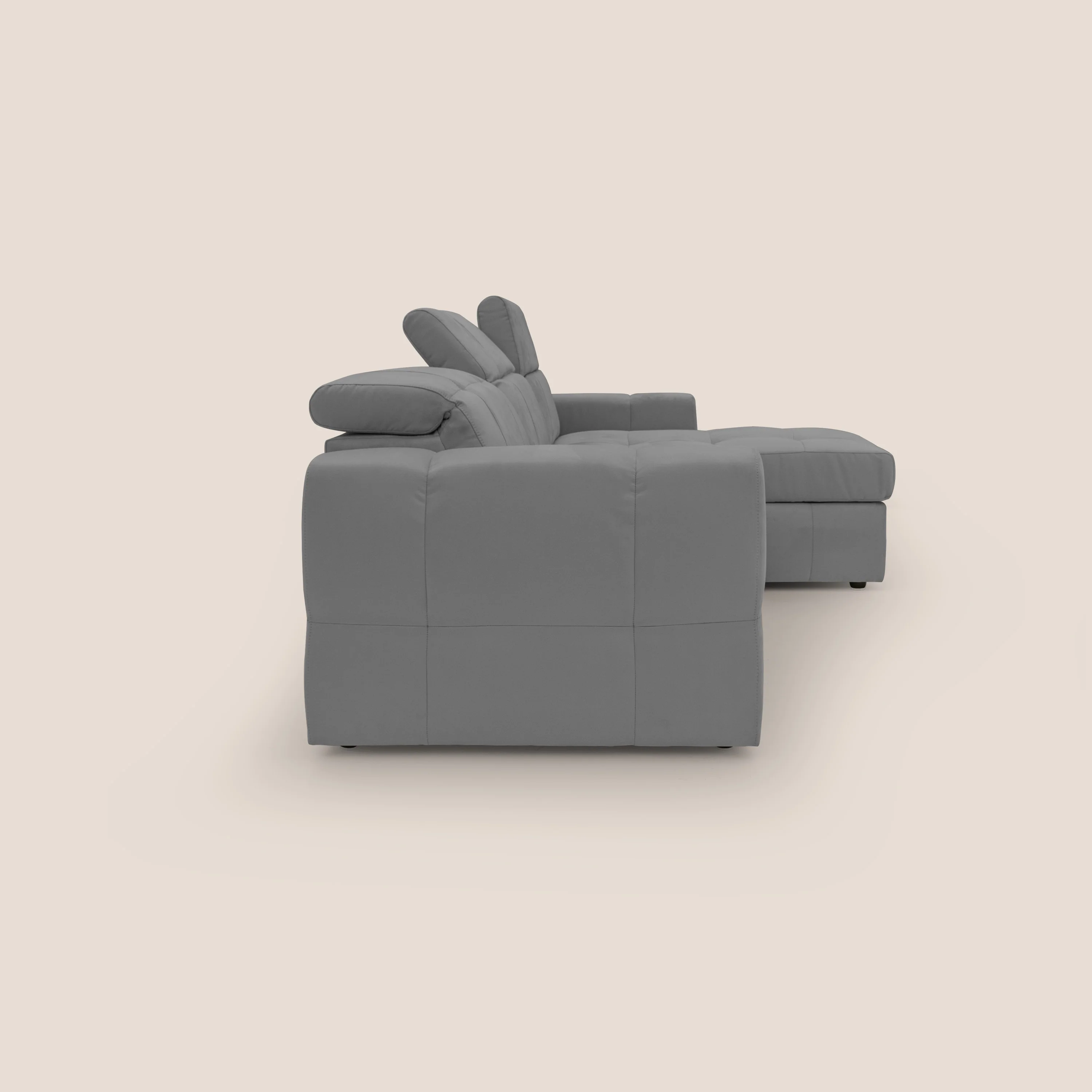Kronos Canapé d'angle avec pouf extractible et coffre de rangement en microfibre imperméable T11 gris - Image 10