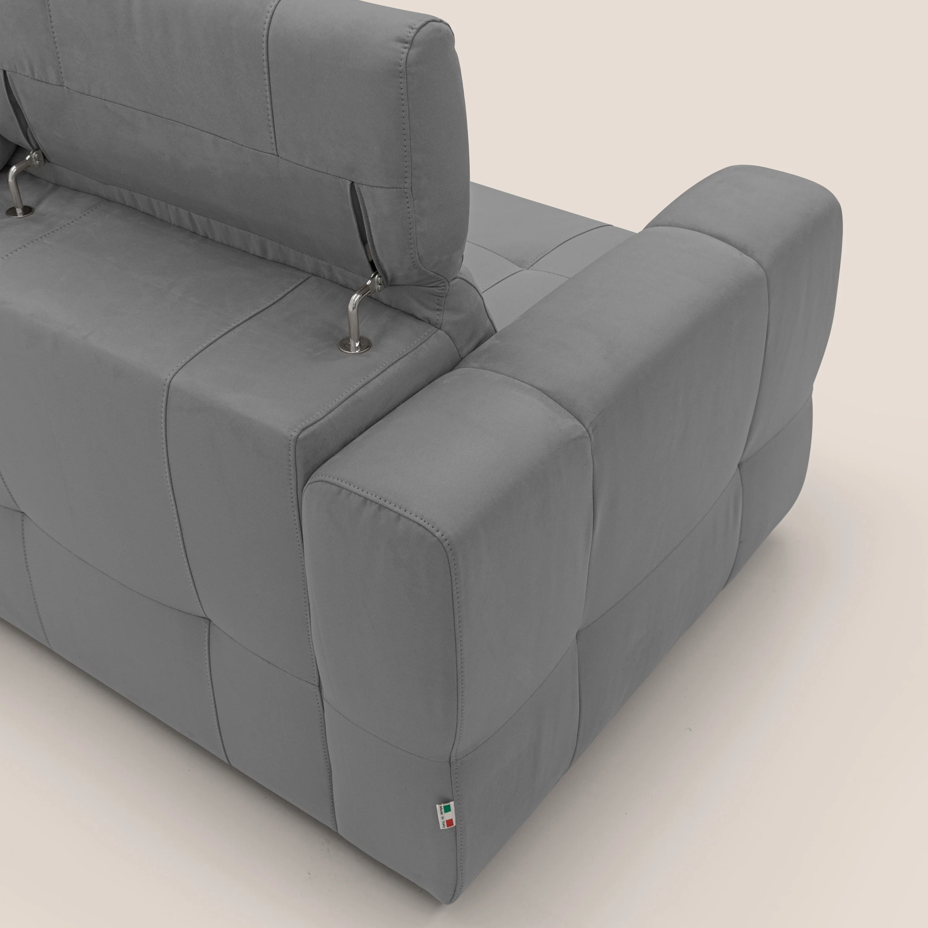 Kronos Canapé d'angle avec pouf extractible et coffre de rangement en microfibre imperméable T11 gris - Image 11