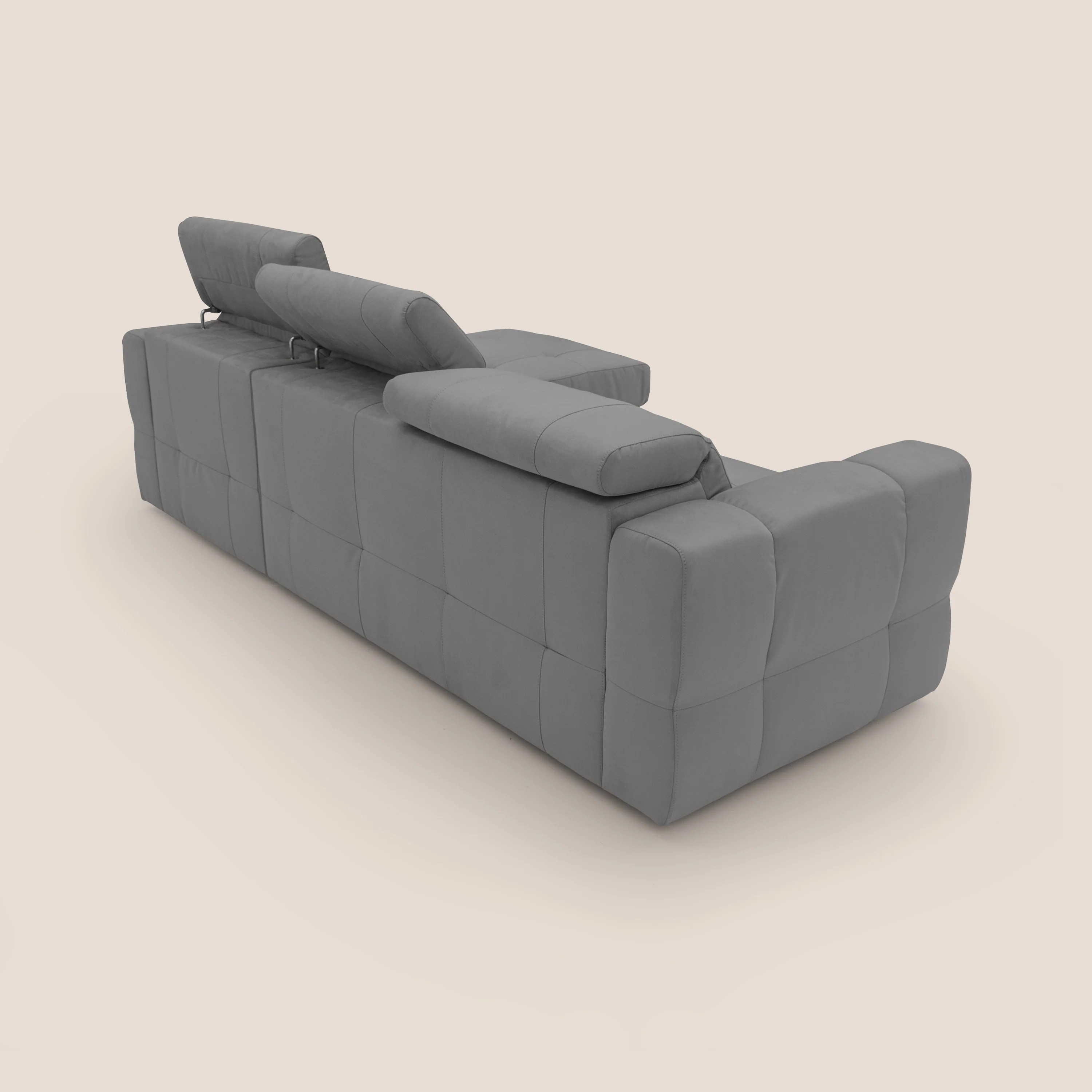 Kronos Canapé d'angle avec pouf extractible et coffre de rangement en microfibre imperméable T11 gris - Image 12
