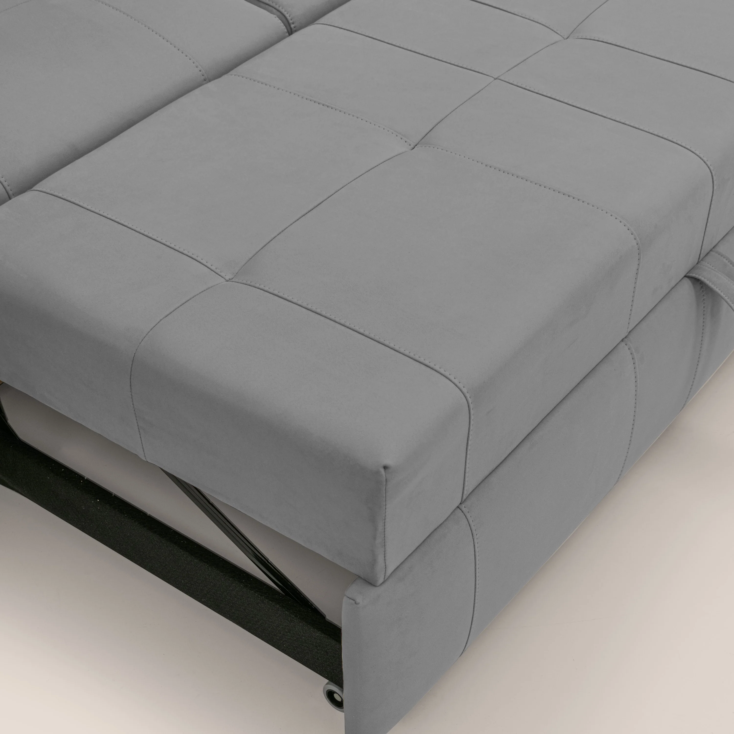 Kronos Canapé d'angle avec pouf extractible et coffre de rangement en microfibre imperméable T11 gris - Image 9