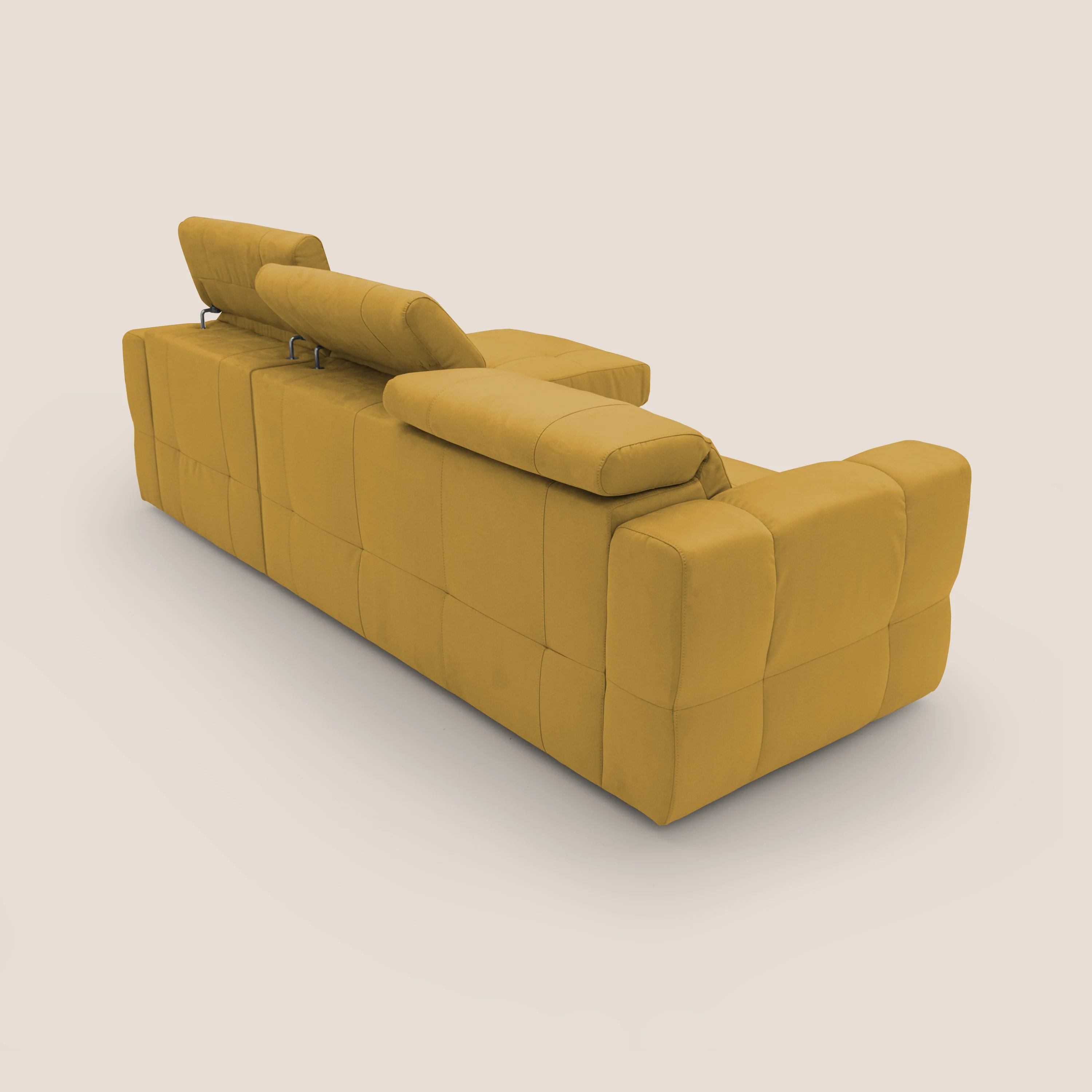 Kronos Canapé d'angle avec pouf extractible et coffre de rangement en microfibre imperméable T11 jaune - Image 12