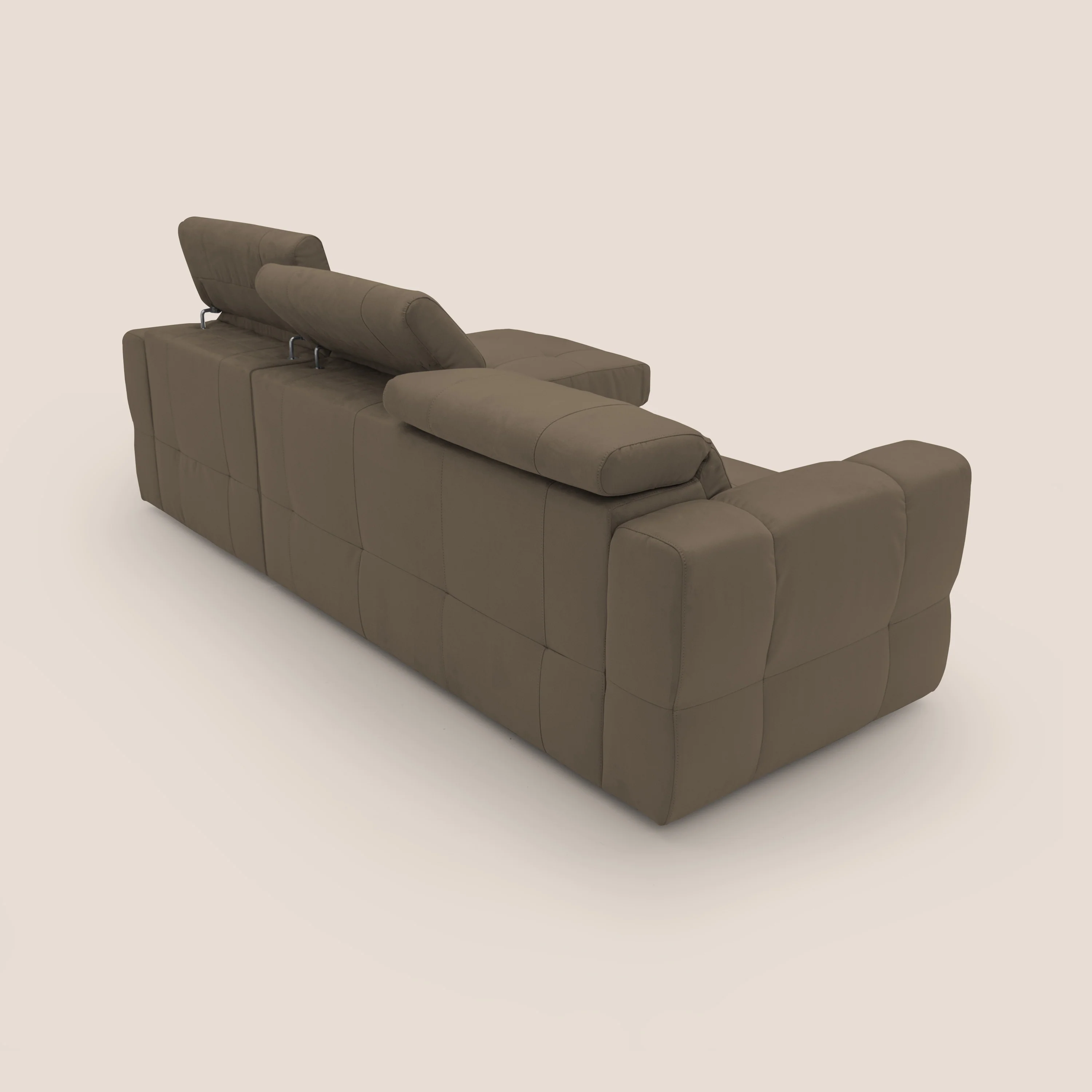 Kronos Canapé d'angle avec pouf extractible et coffre de rangement en microfibre imperméable T11 marron - Image 12