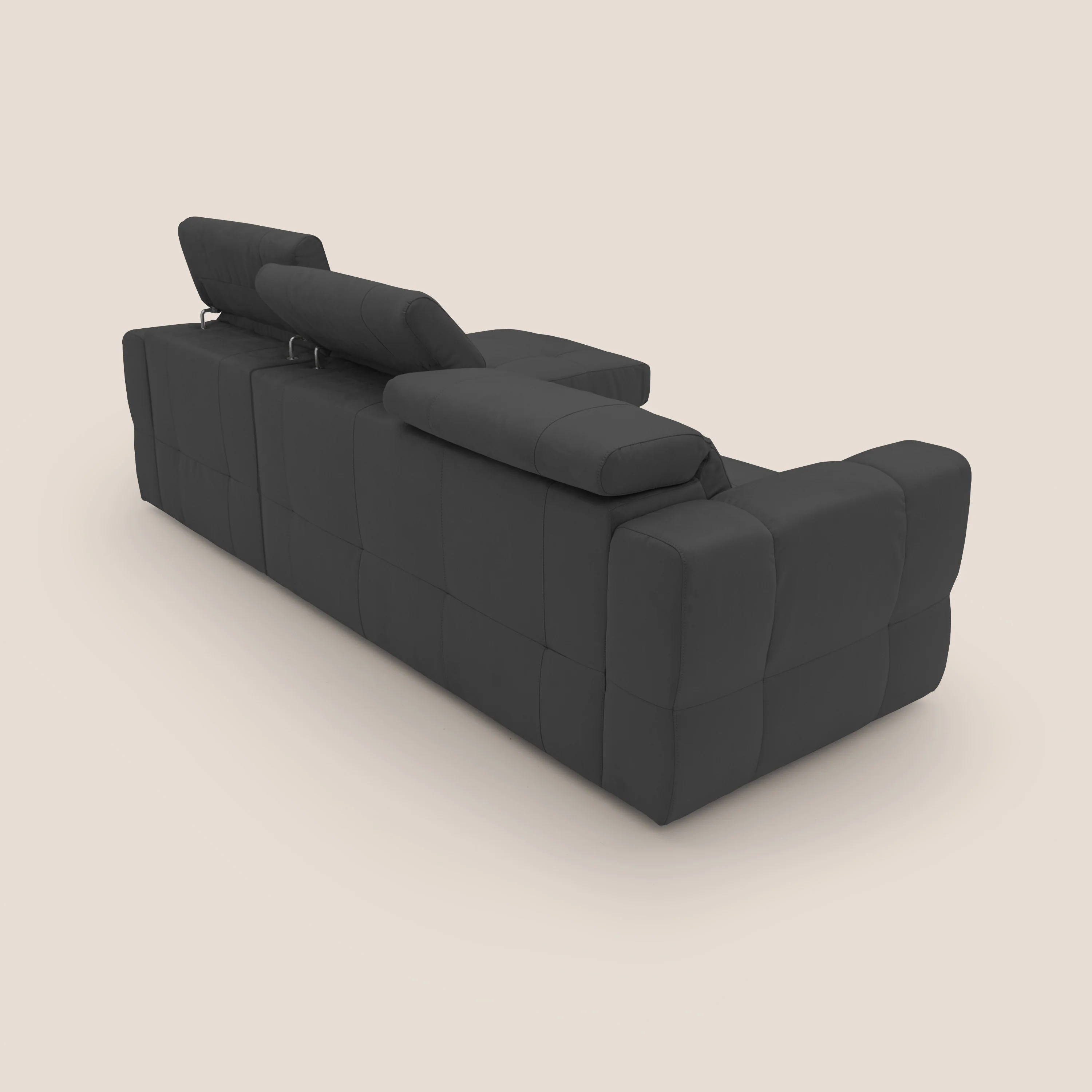 Kronos Canapé d'angle avec pouf extractible et coffre de rangement en microfibre imperméable T11 noir - Image 12