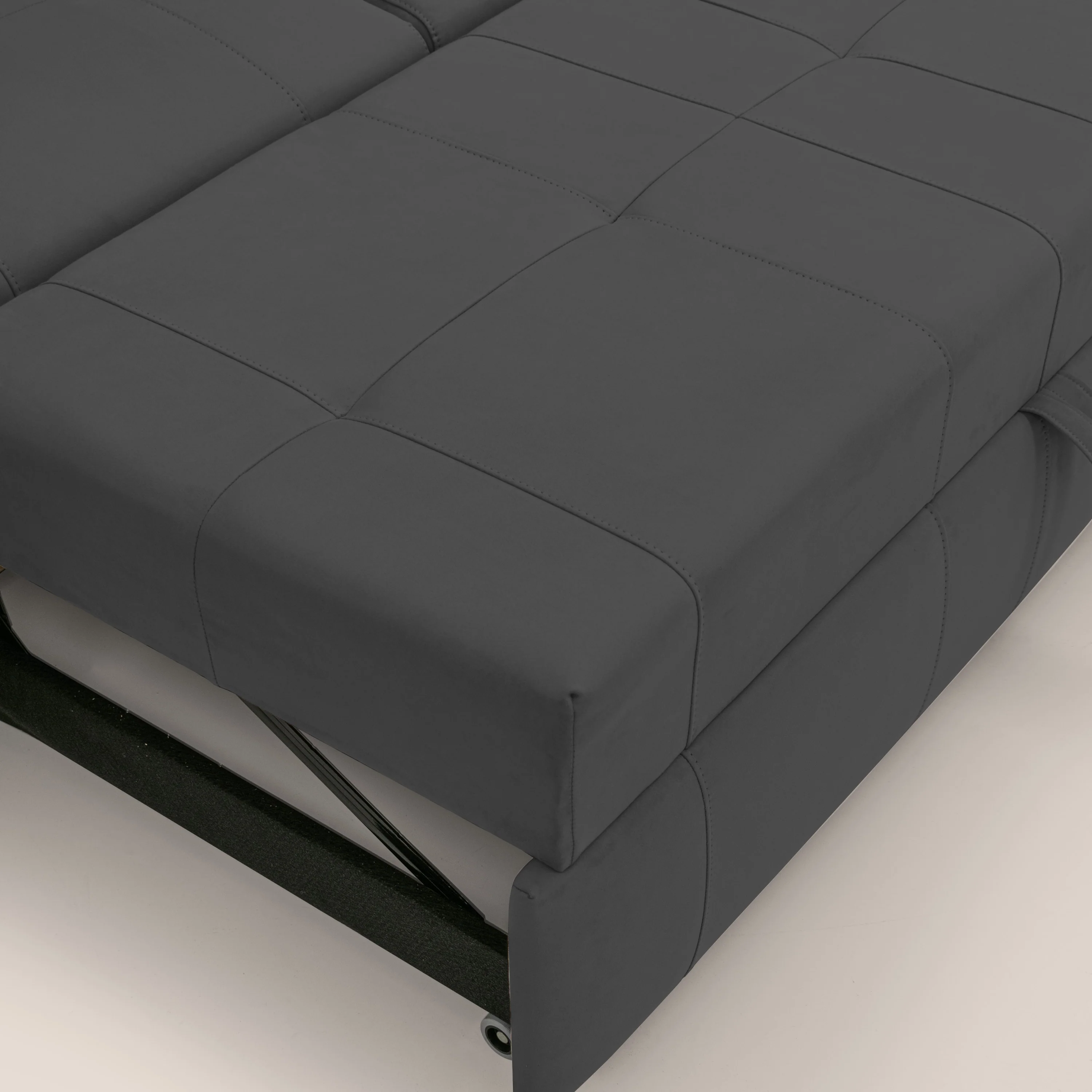 Kronos Canapé d'angle avec pouf extractible et coffre de rangement en microfibre imperméable T11 noir - Image 9