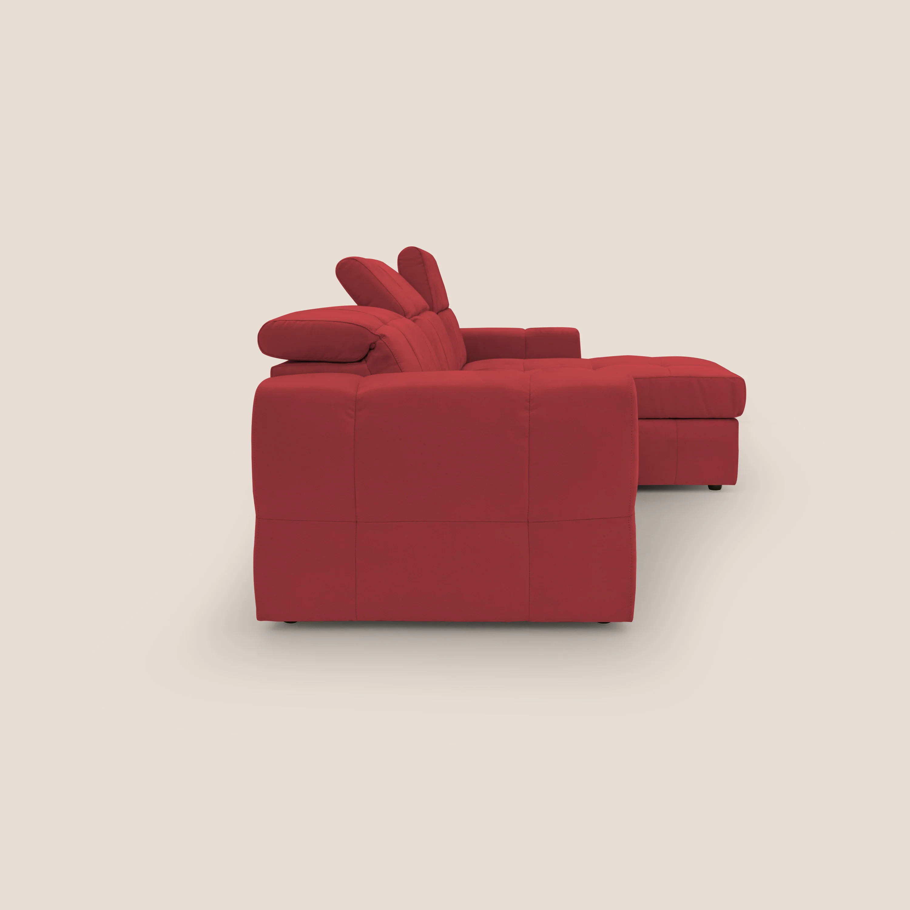 Kronos Canapé d'angle avec pouf extractible et coffre de rangement en microfibre imperméable T11 rouge - Image 10