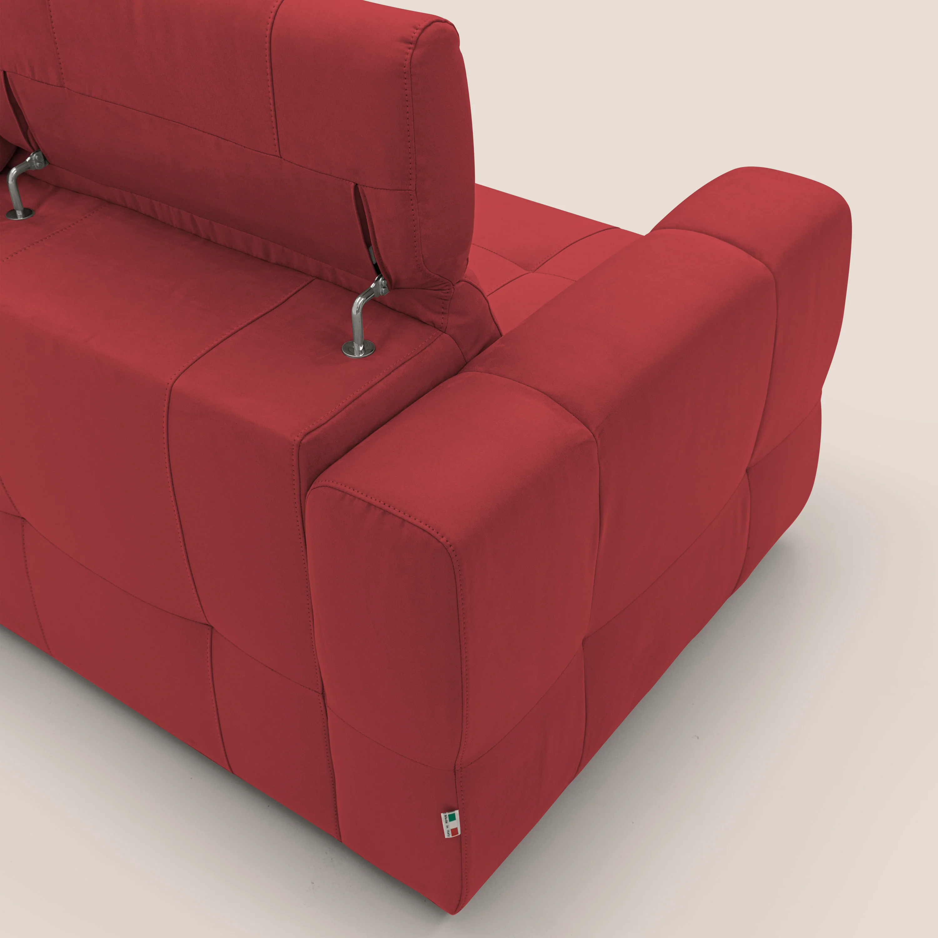 Kronos Canapé d'angle avec pouf extractible et coffre de rangement en microfibre imperméable T11 rouge - Image 11