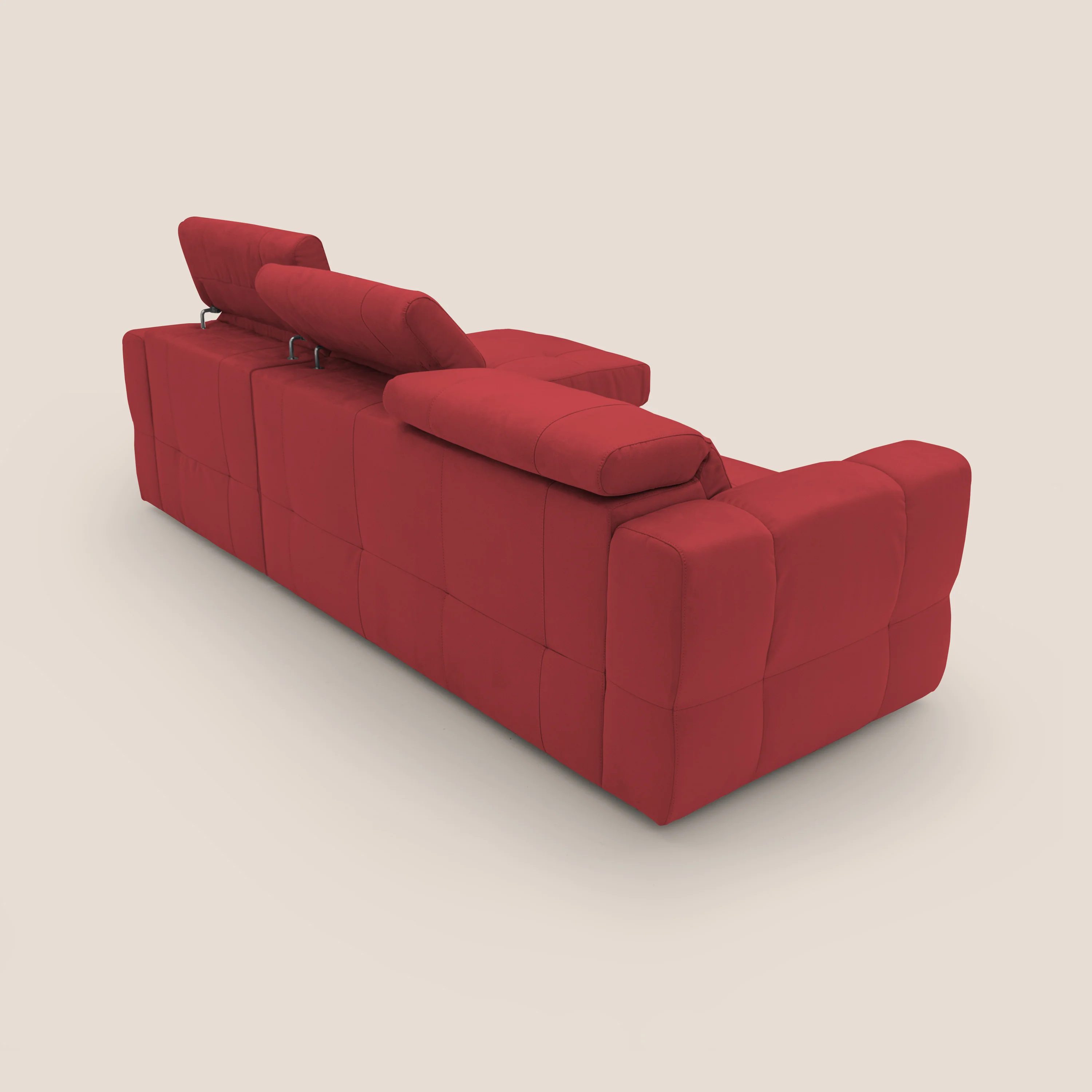 Kronos Canapé d'angle avec pouf extractible et coffre de rangement en microfibre imperméable T11 rouge - Image 12