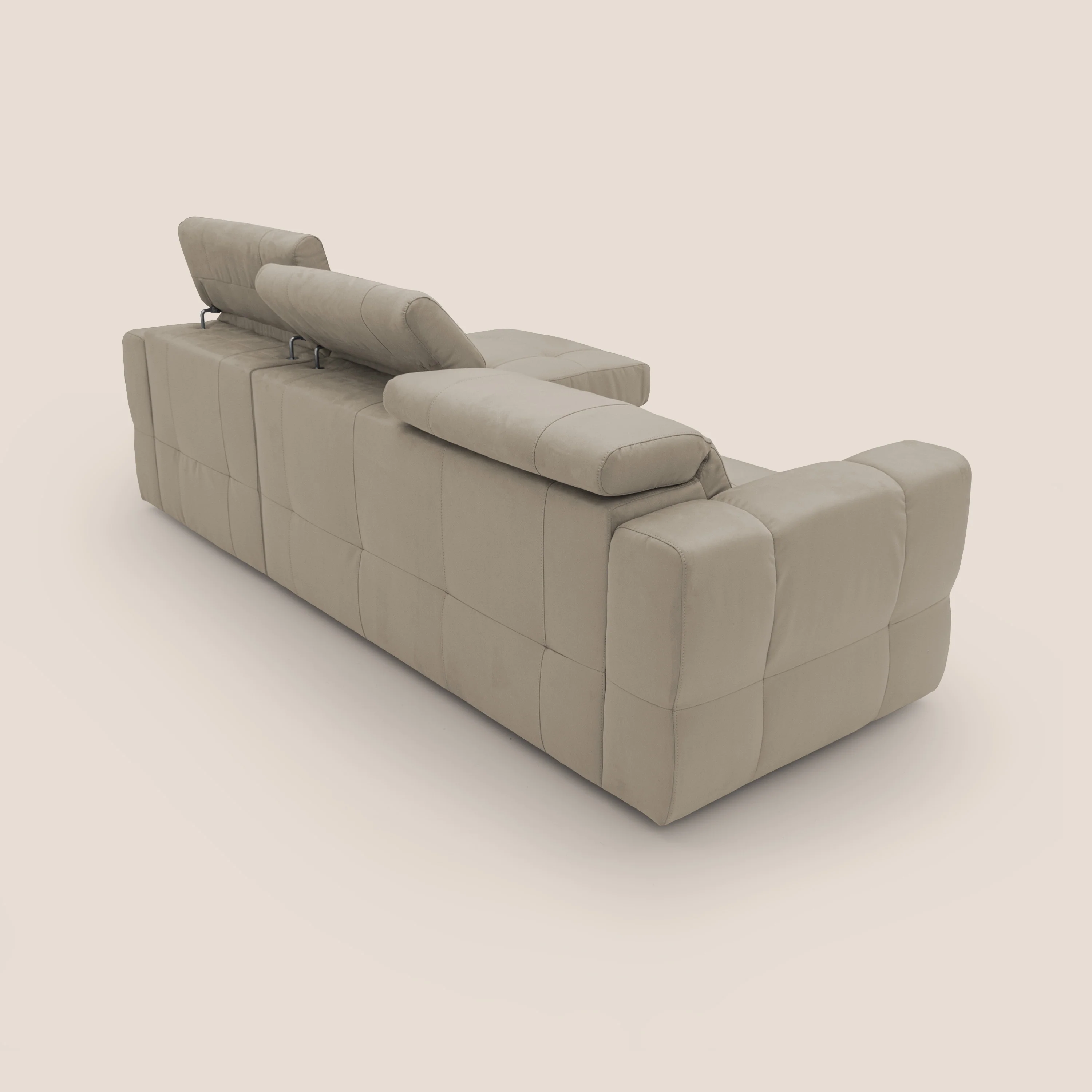 Kronos Canapé d'angle avec pouf extractible et coffre de rangement en microfibre imperméable T11 Taupe tortora - Image 12