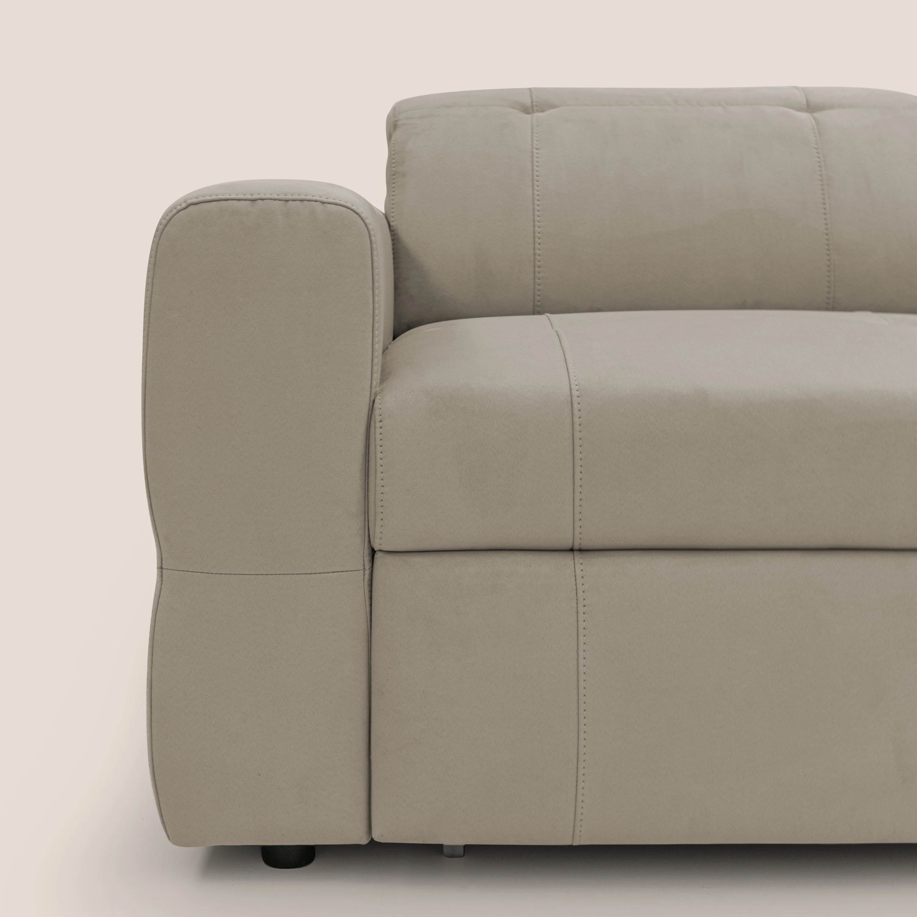 Kronos Canapé d'angle avec pouf extractible et coffre de rangement en microfibre imperméable T11 Taupe tortora - Image 5