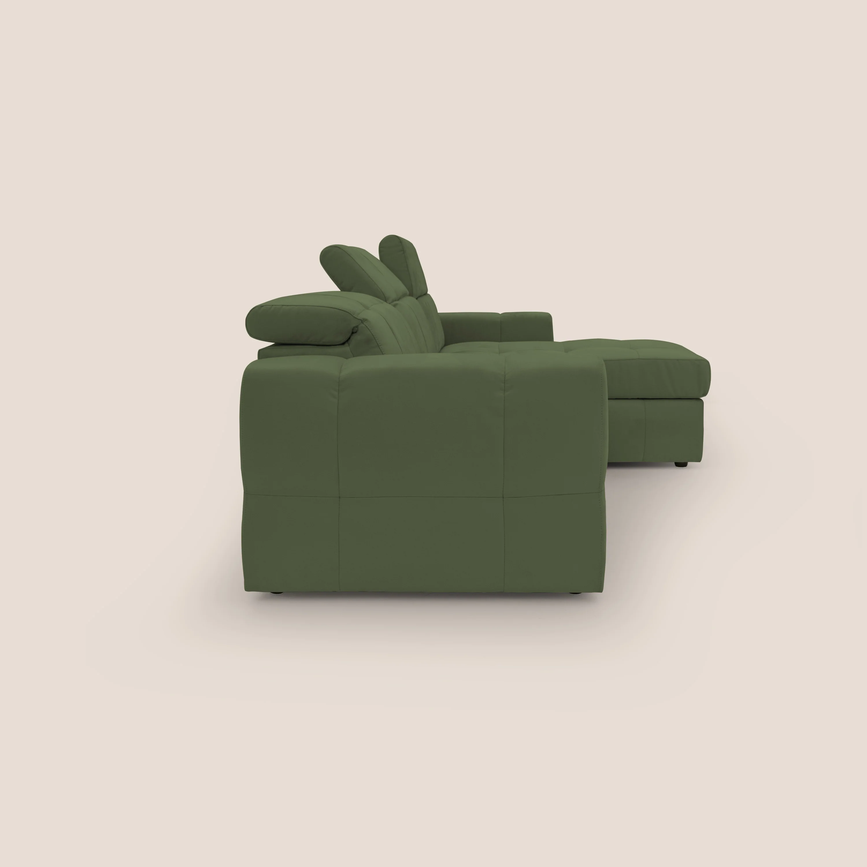 Kronos Canapé d'angle avec pouf extractible et coffre de rangement en microfibre imperméable T11 vert - Image 10