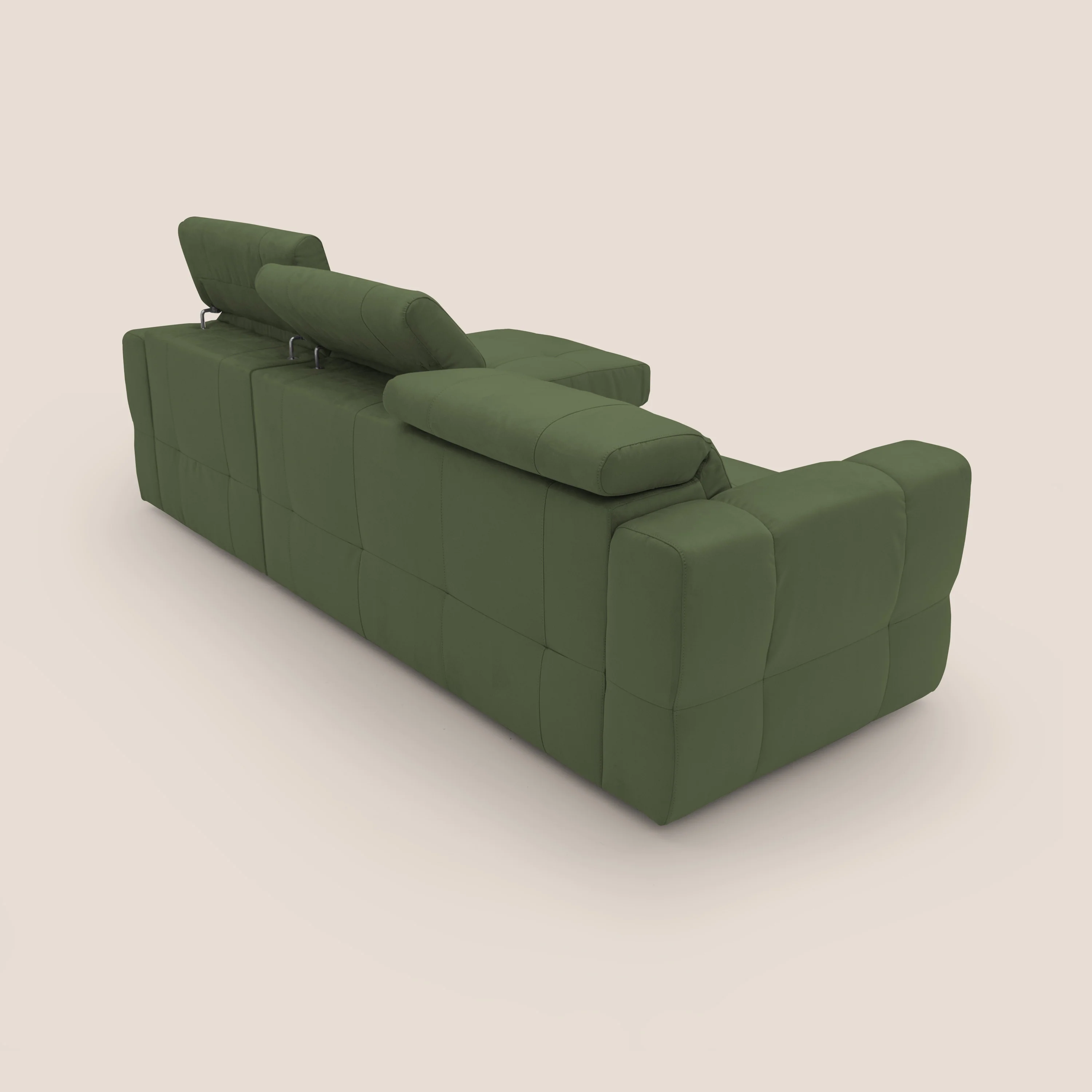 Kronos Canapé d'angle avec pouf extractible et coffre de rangement en microfibre imperméable T11 vert - Image 12