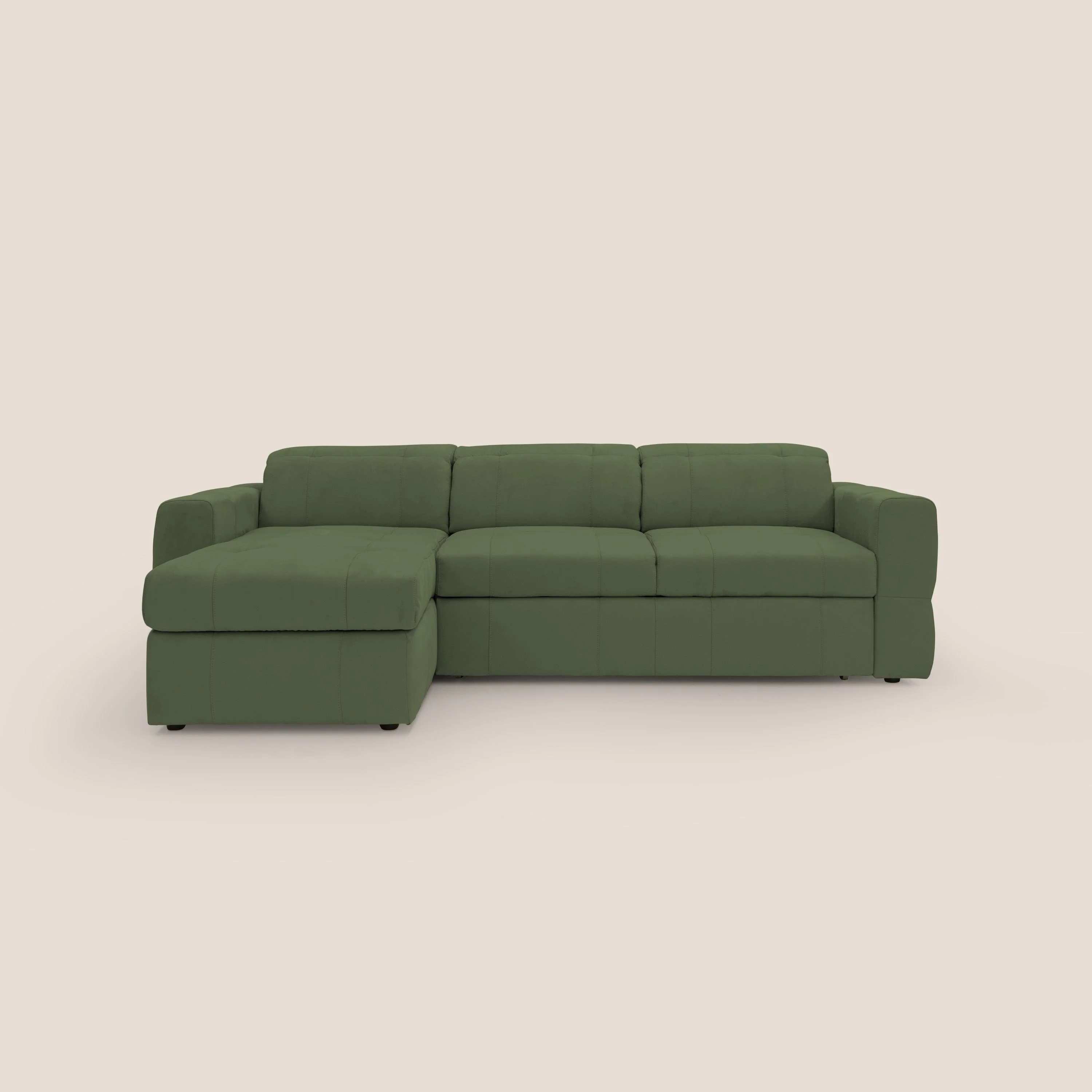 Kronos Canapé d'angle avec pouf extractible et coffre de rangement en microfibre imperméable T11 vert - Image 13