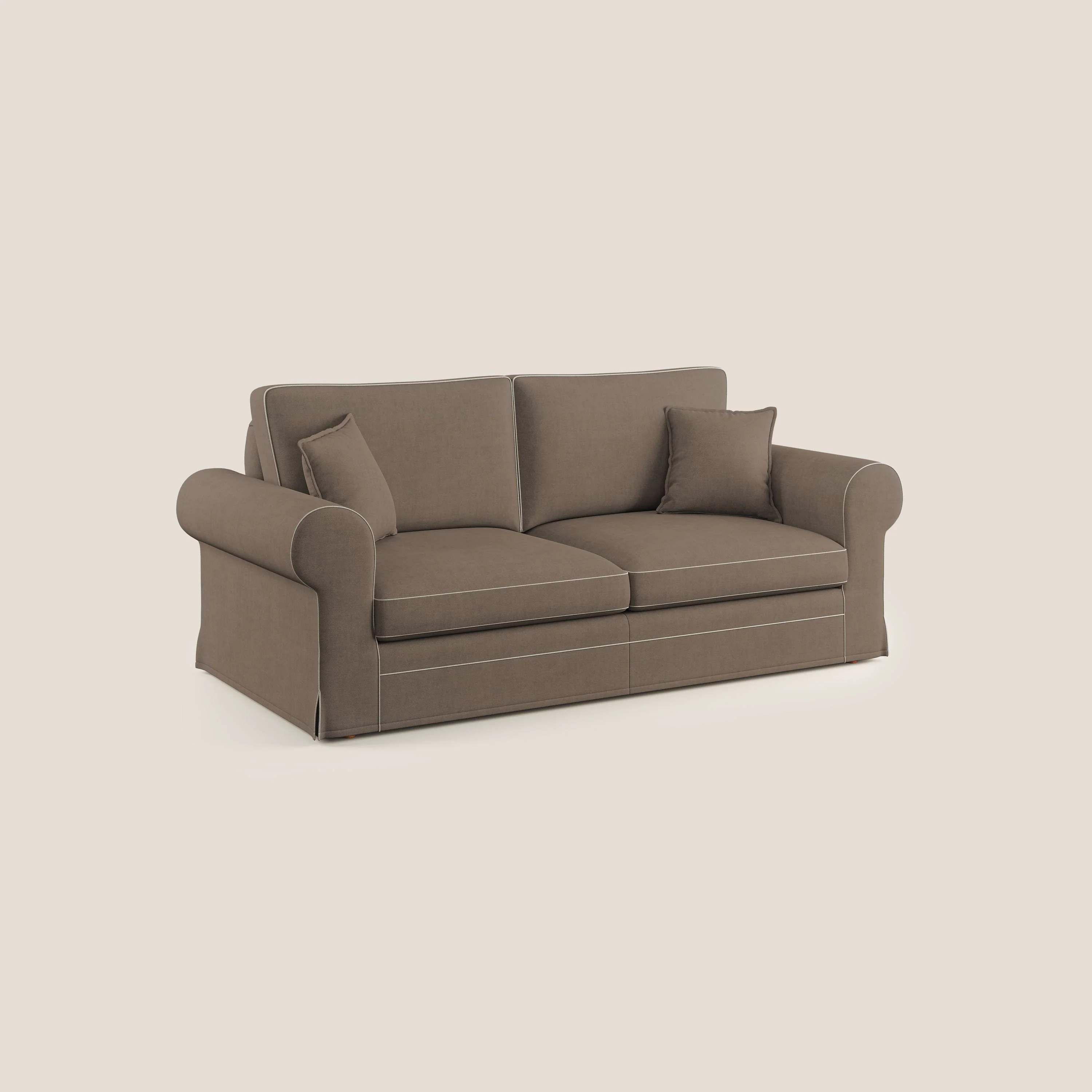 Lady canapé classique en plume d'oie bicolore en tissu imperméable T02 marron - crème - Image 2