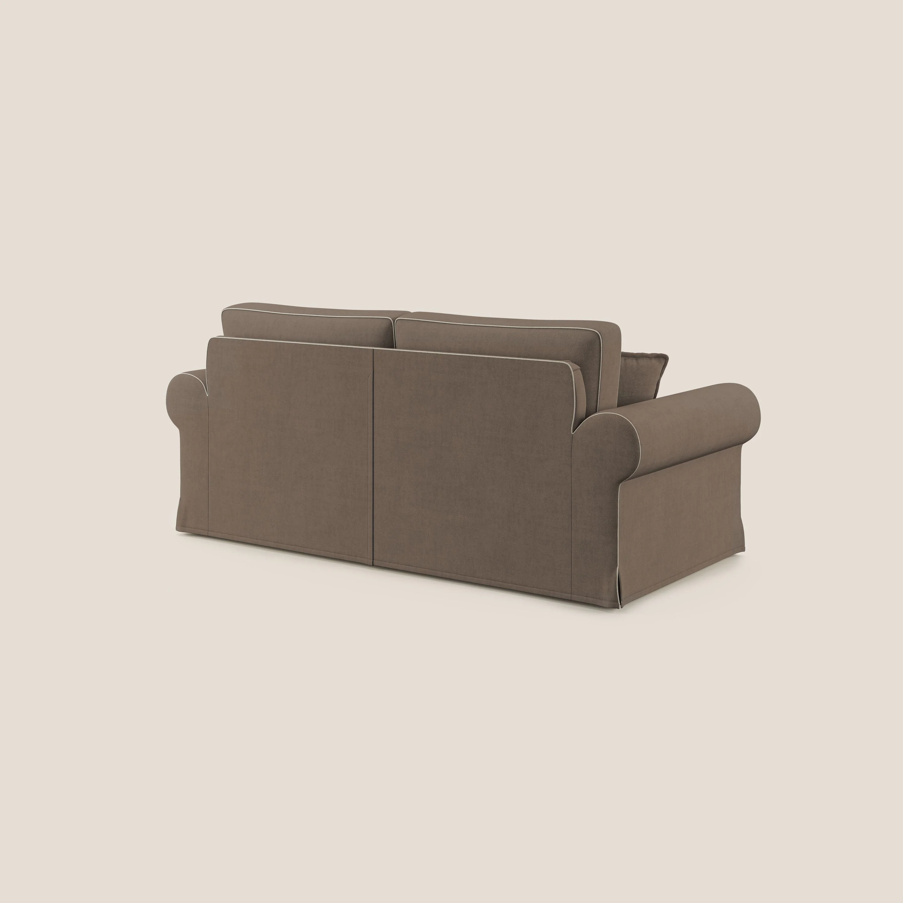 Lady canapé classique en plume d'oie bicolore en tissu imperméable T02 marron - crème - Image 4