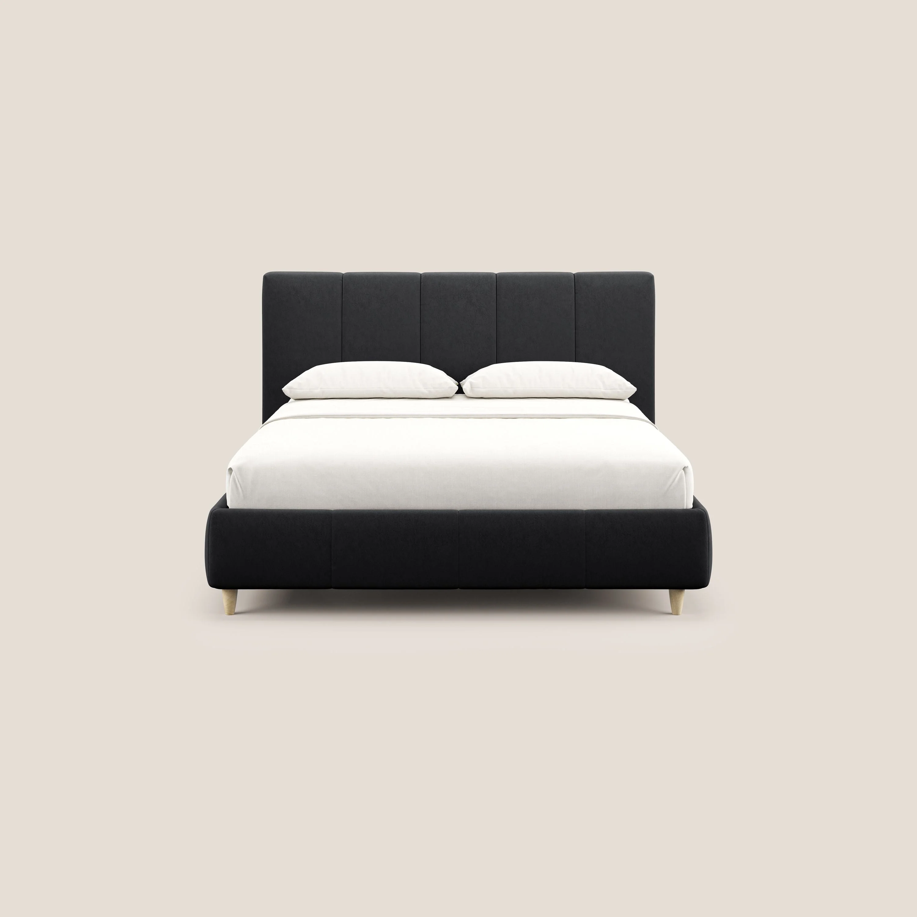 Laura lit avec coffre déhoussable en microfibre velours T09 anthracite - Image 3