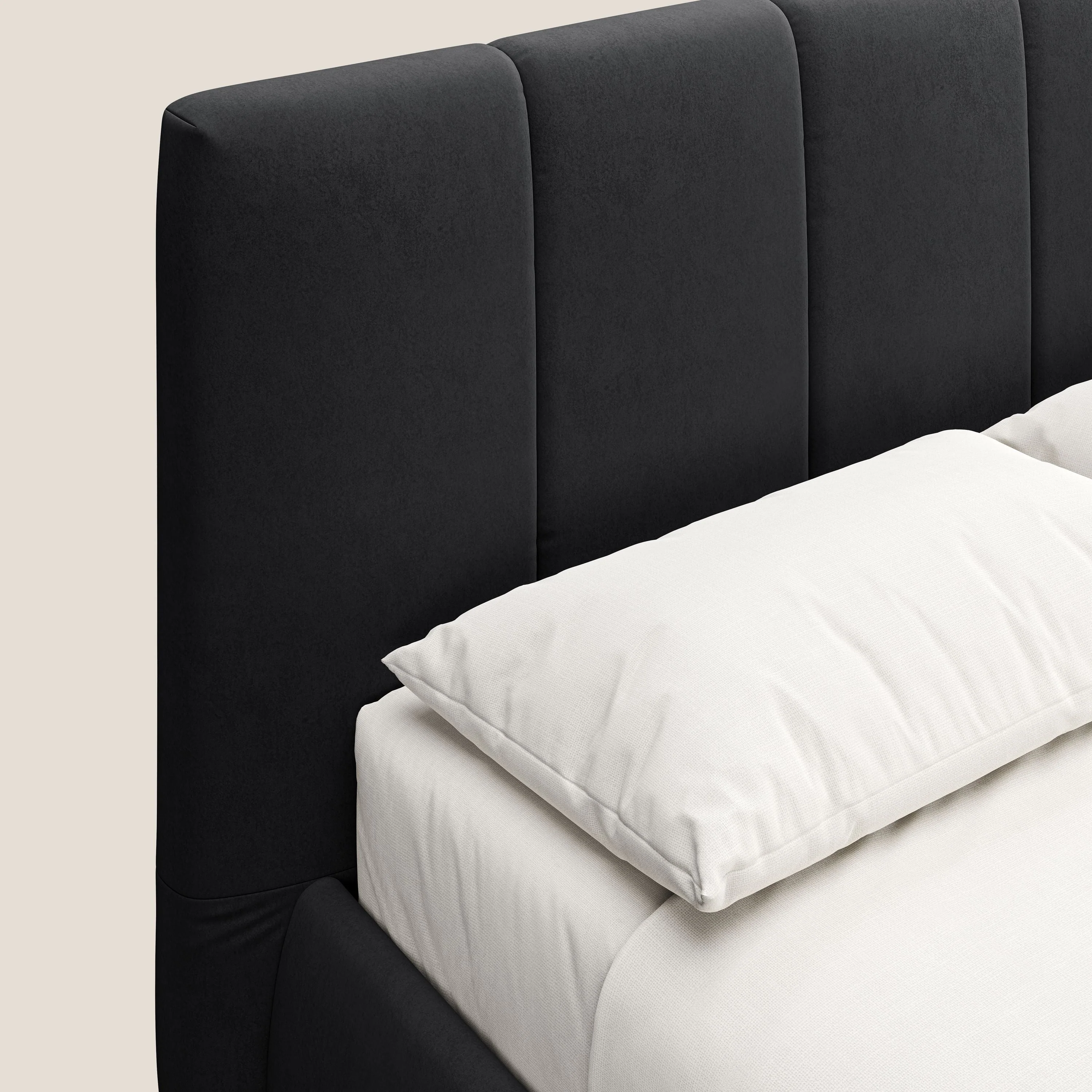 Laura lit avec coffre déhoussable en microfibre velours T09 anthracite - Image 6