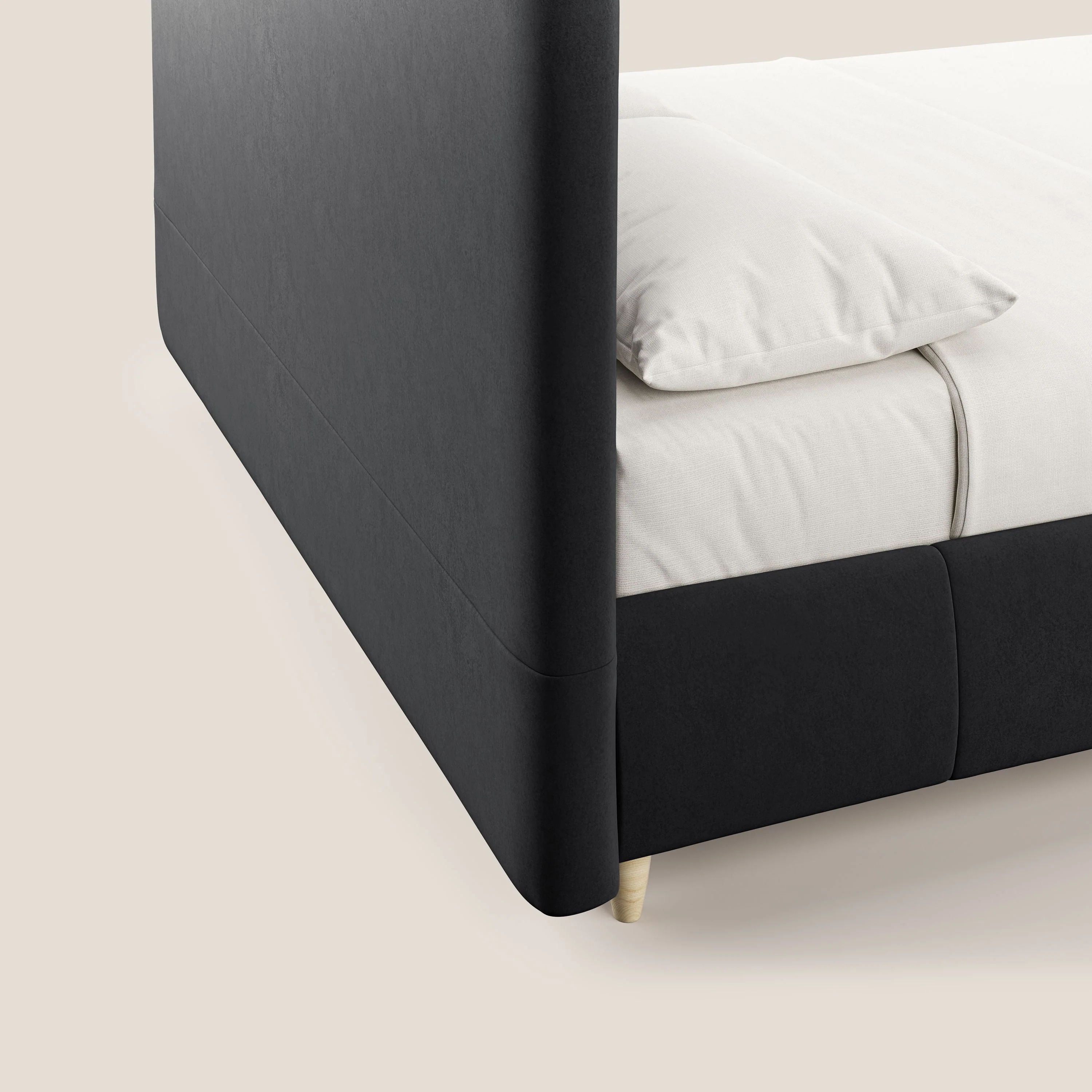Laura lit avec coffre déhoussable en microfibre velours T09 anthracite - Image 7