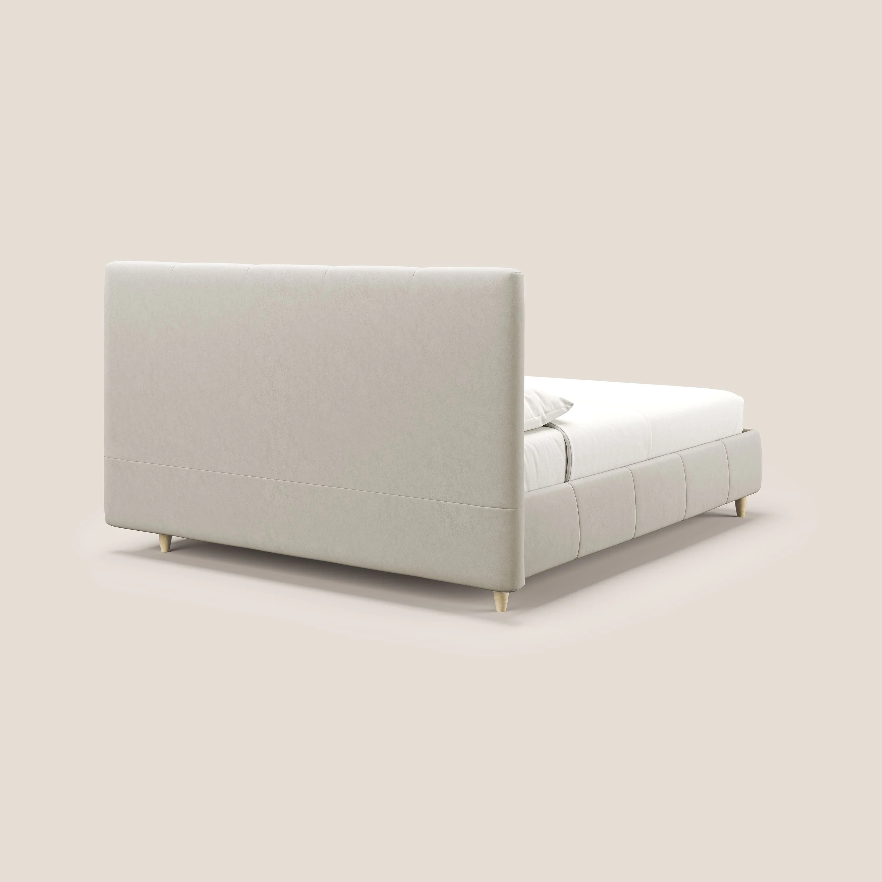 Laura lit avec coffre déhoussable en microfibre velours T09 beige - Image 5