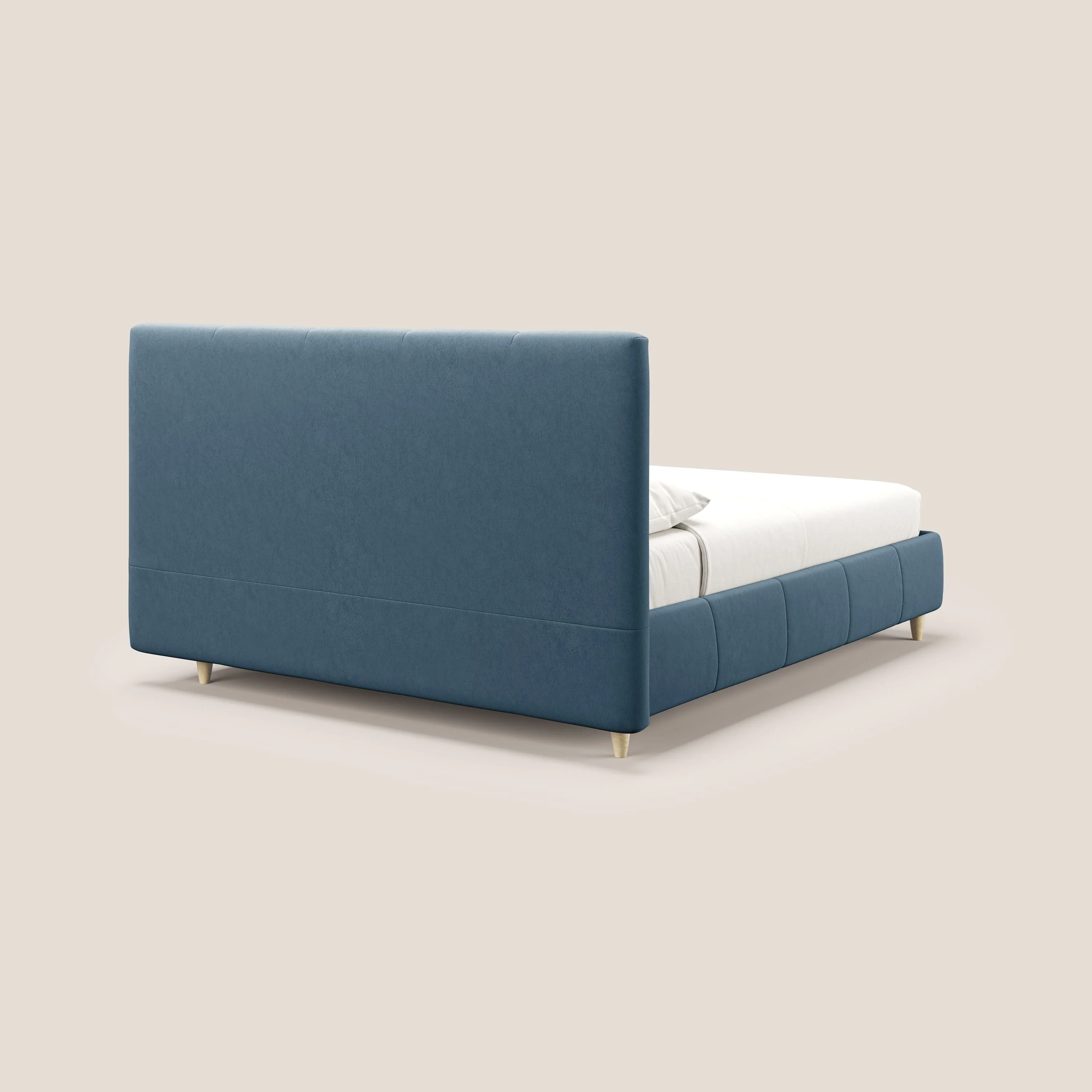 Laura lit avec coffre déhoussable en microfibre velours T09 bleu - Image 5