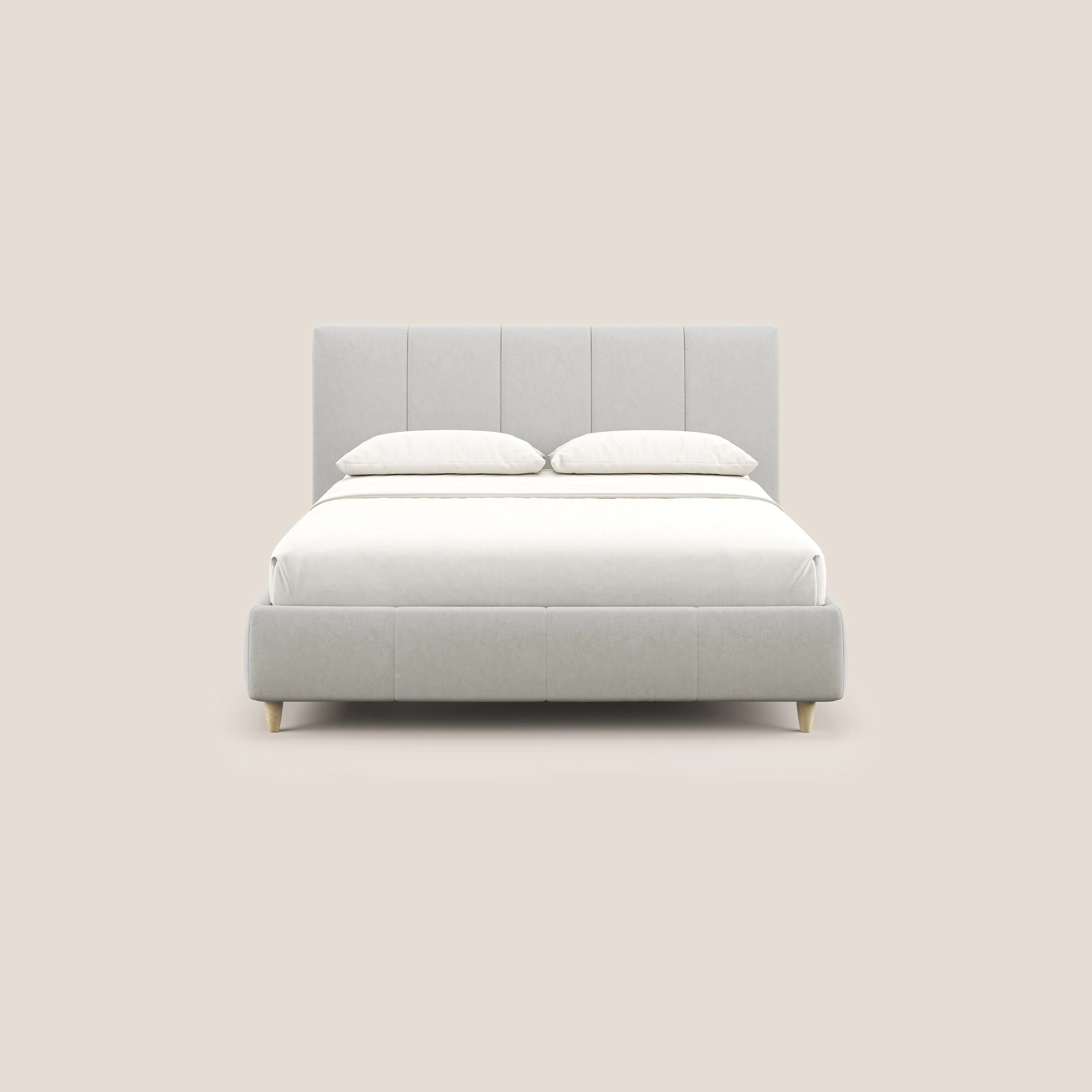Laura lit avec coffre déhoussable en microfibre velours T09 crème - Image 3