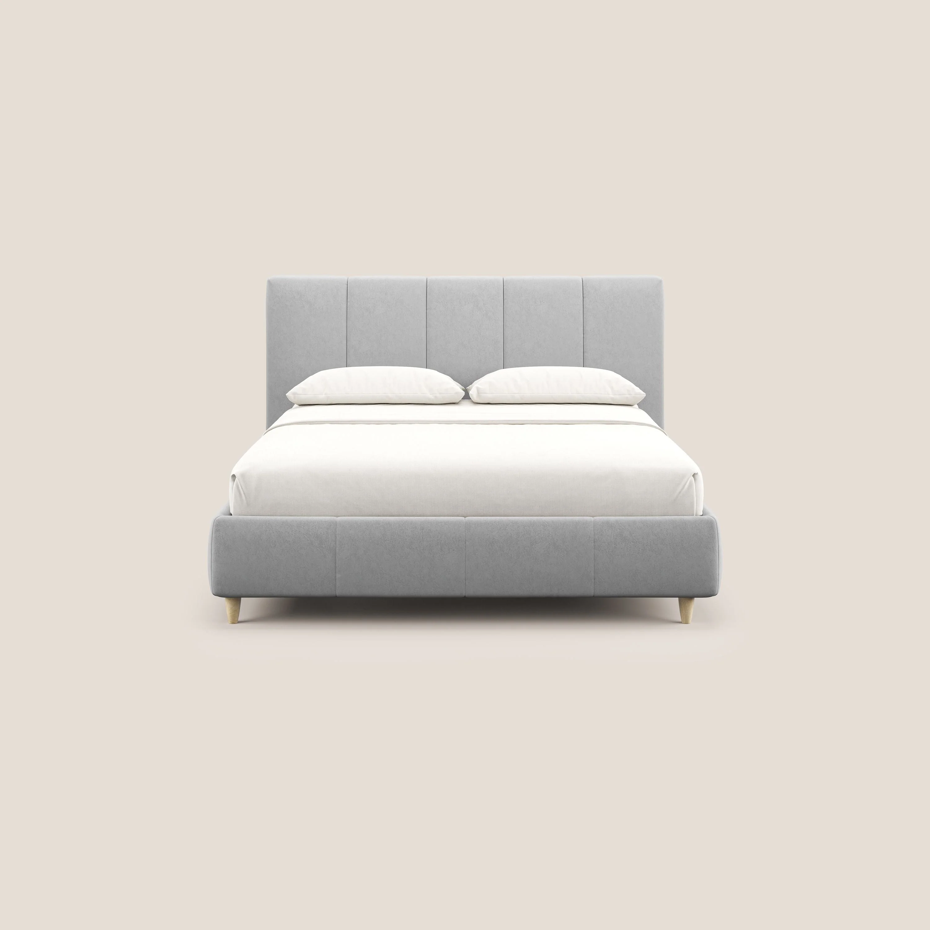 Laura lit avec coffre déhoussable en microfibre velours T09 gris clair - Image 3