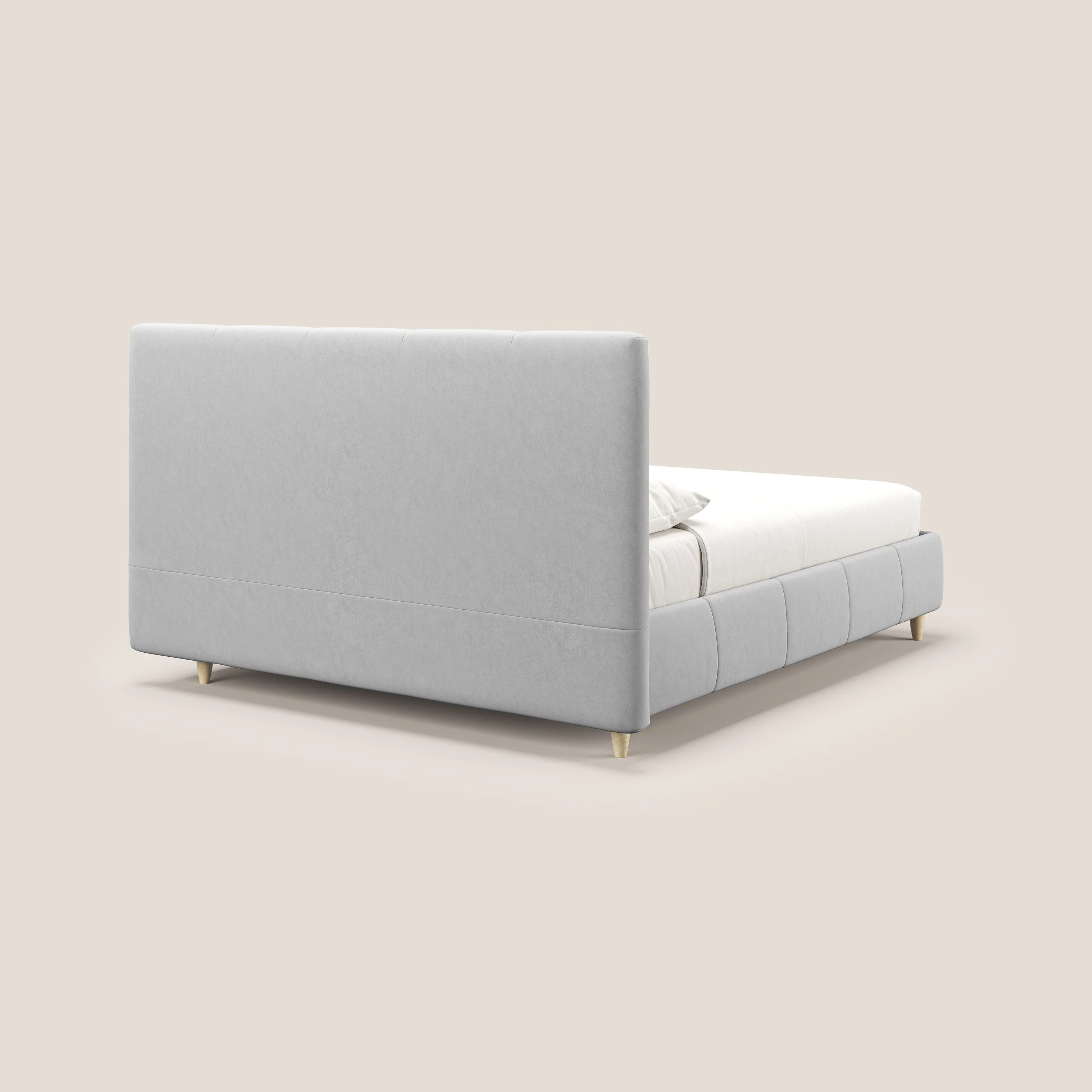 Laura lit avec coffre déhoussable en microfibre velours T09 gris clair - Image 5