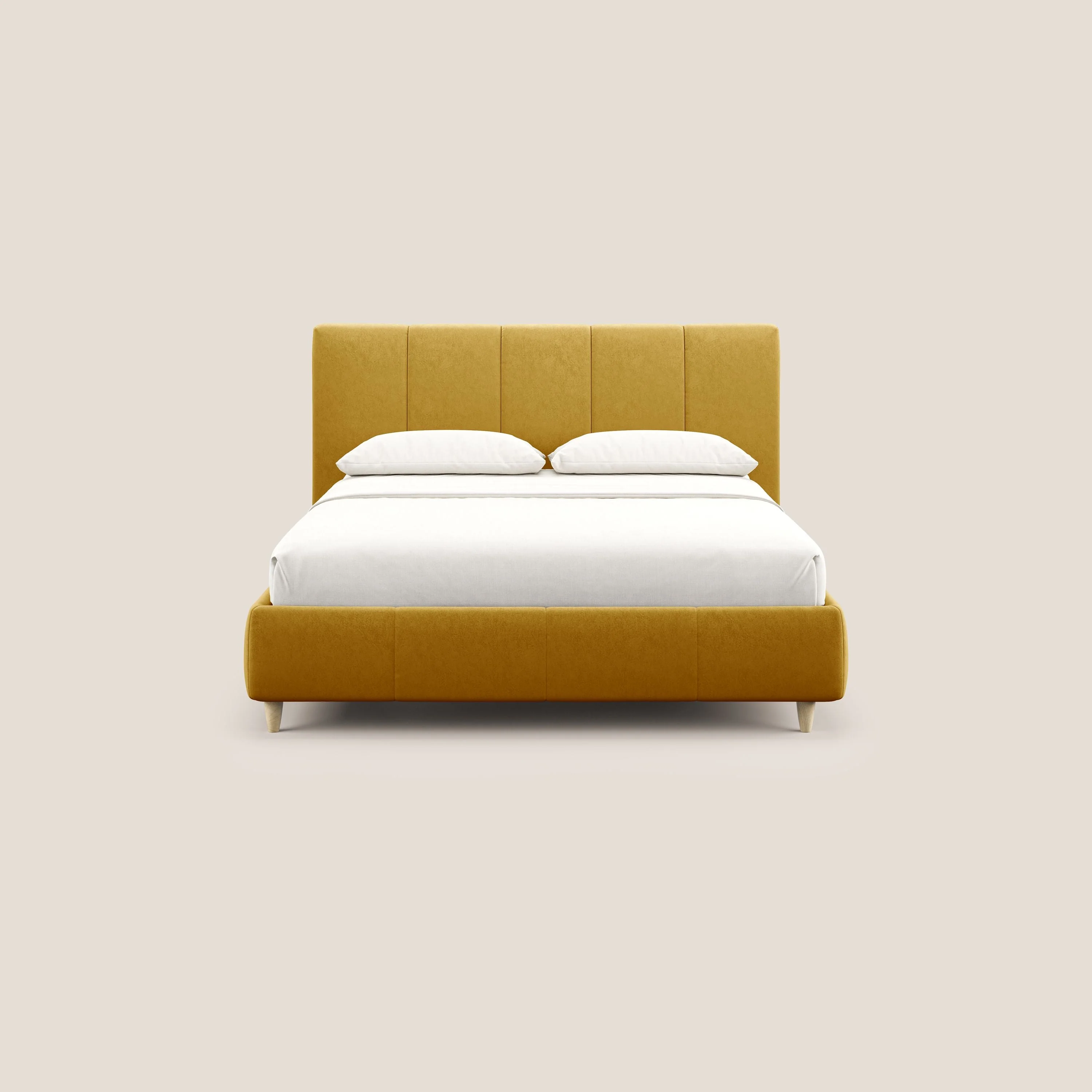 Laura lit avec coffre déhoussable en microfibre velours T09 jaune - Image 3
