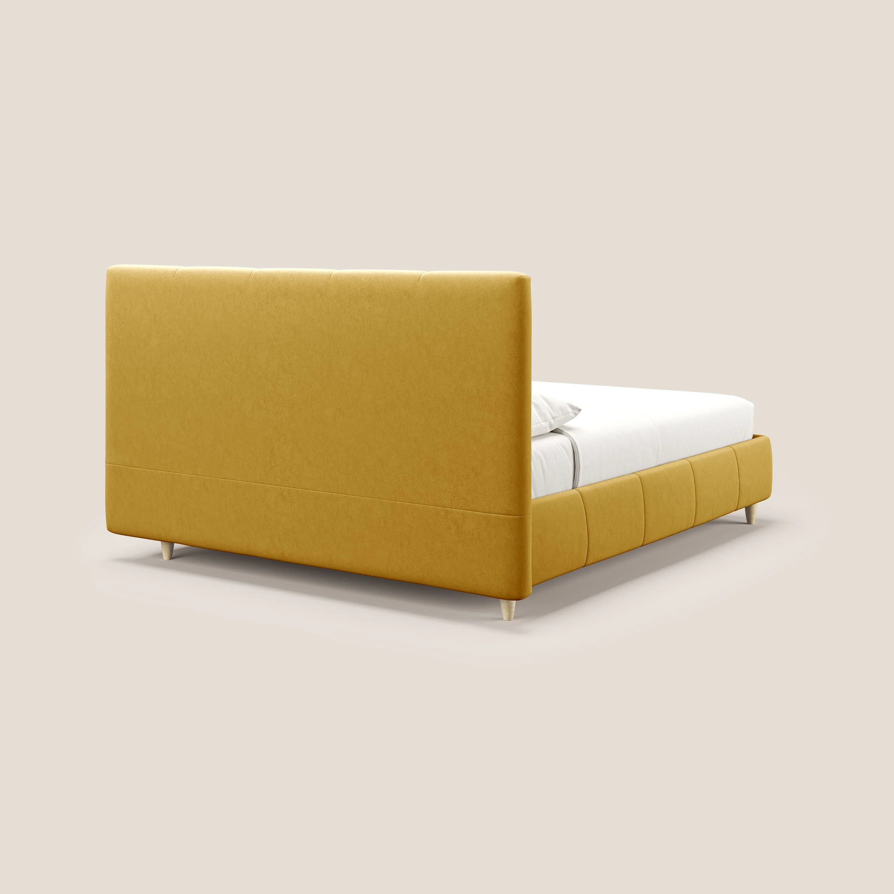 Laura lit avec coffre déhoussable en microfibre velours T09 jaune - Image 5