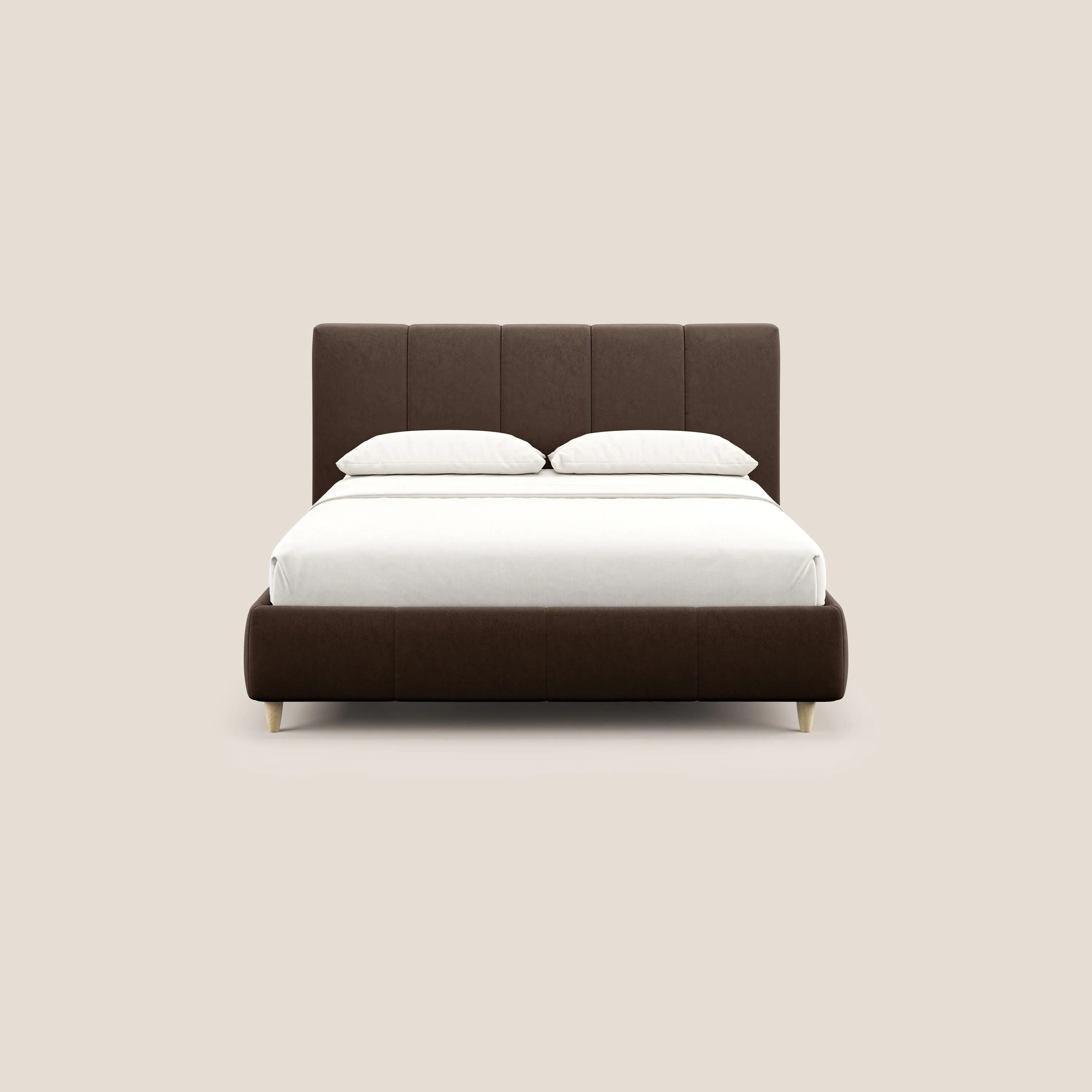 Laura lit avec coffre déhoussable en microfibre velours T09 marron - Image 3
