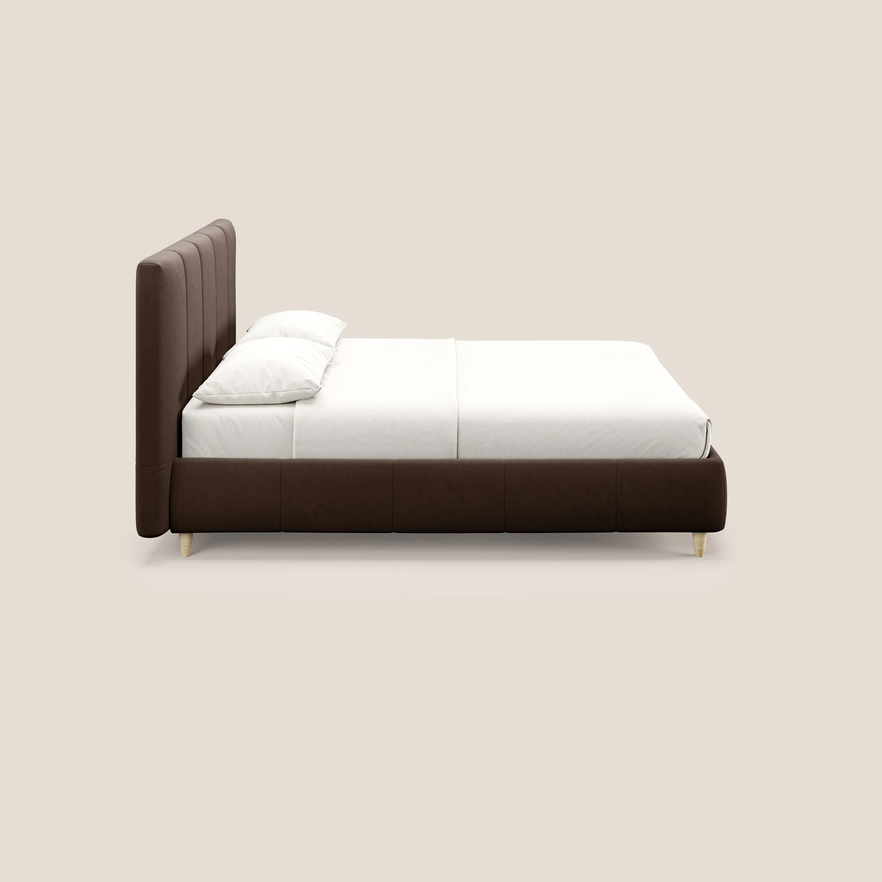 Laura lit avec coffre déhoussable en microfibre velours T09 marron - Image 4
