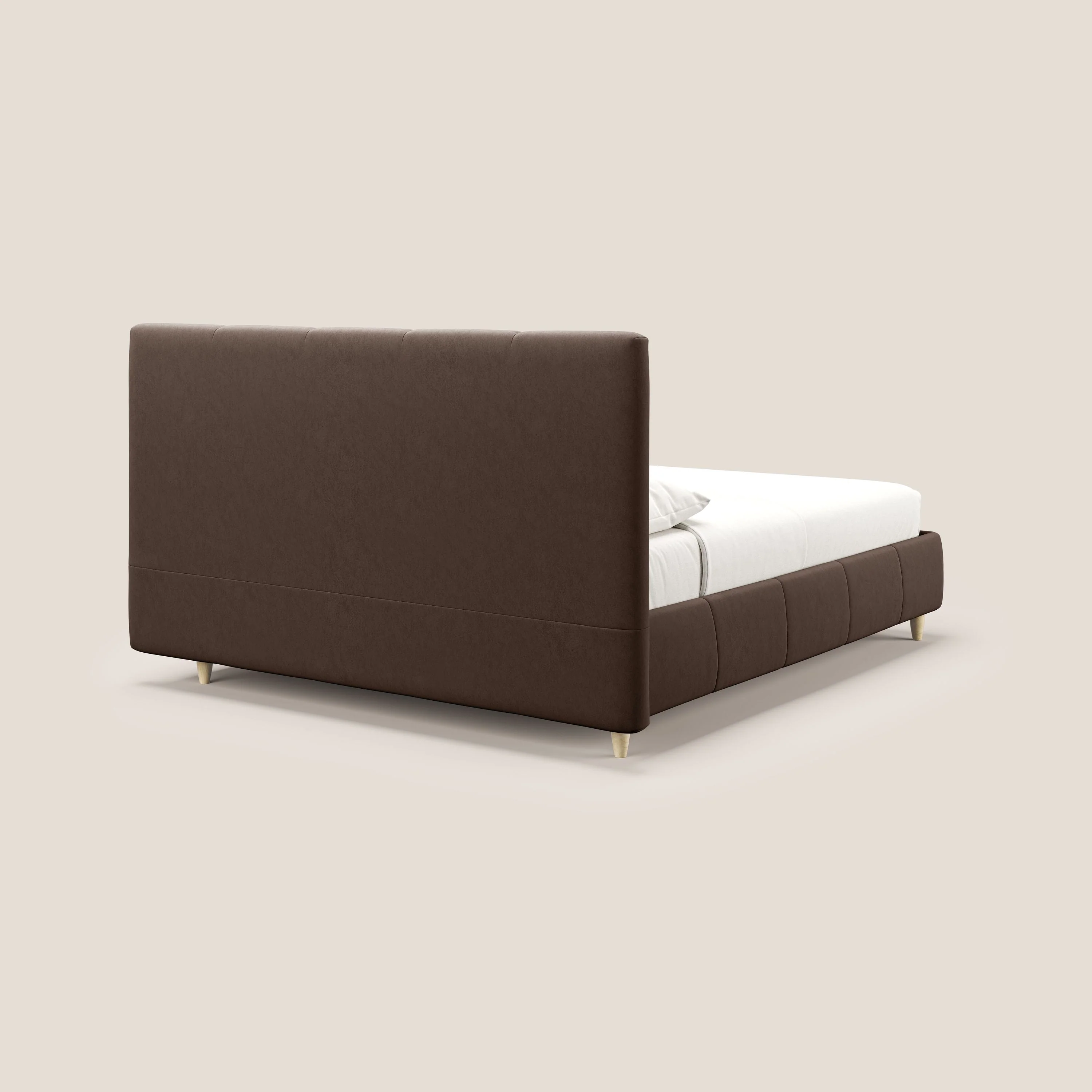 Laura lit avec coffre déhoussable en microfibre velours T09 marron - Image 5