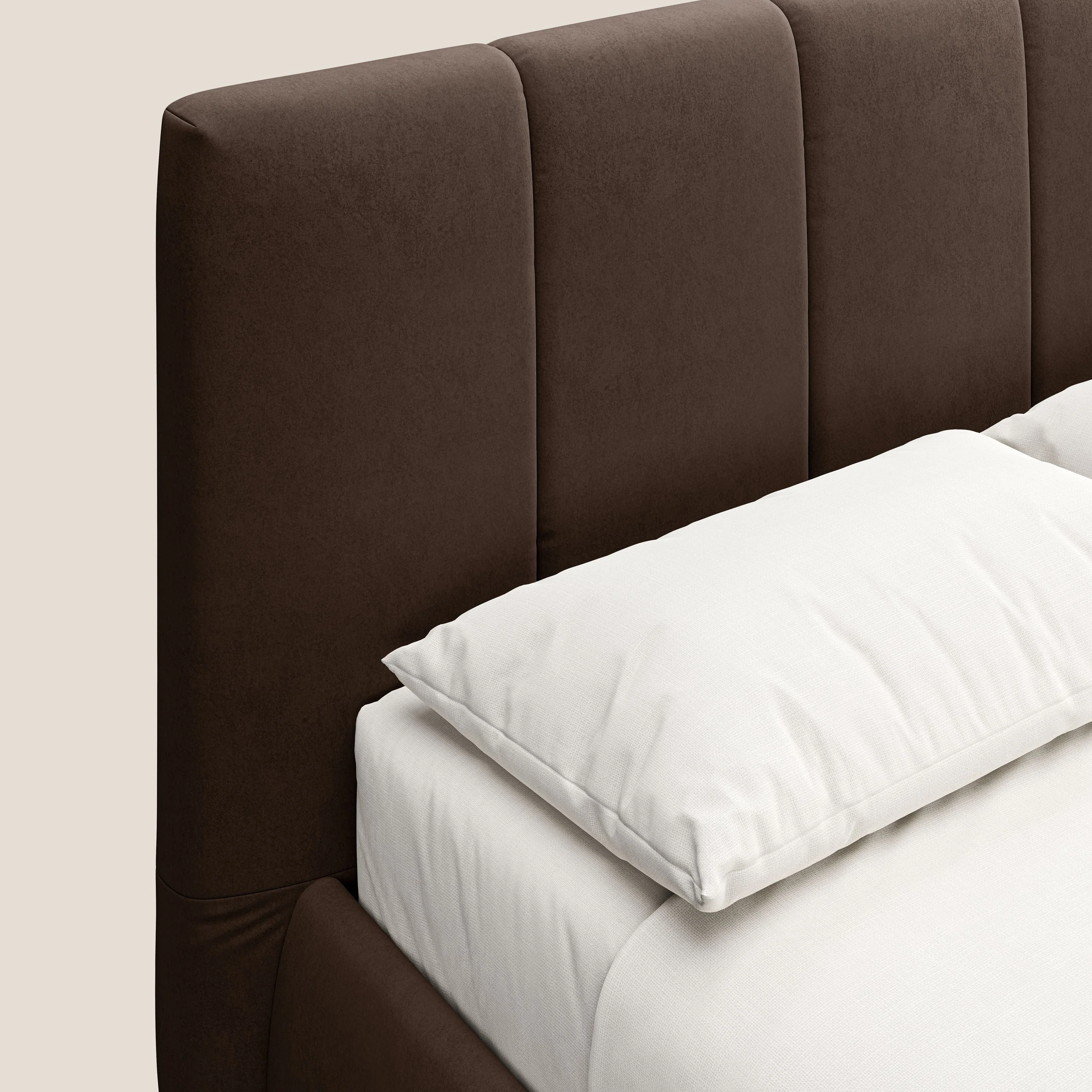 Laura lit avec coffre déhoussable en microfibre velours T09 marron - Image 6
