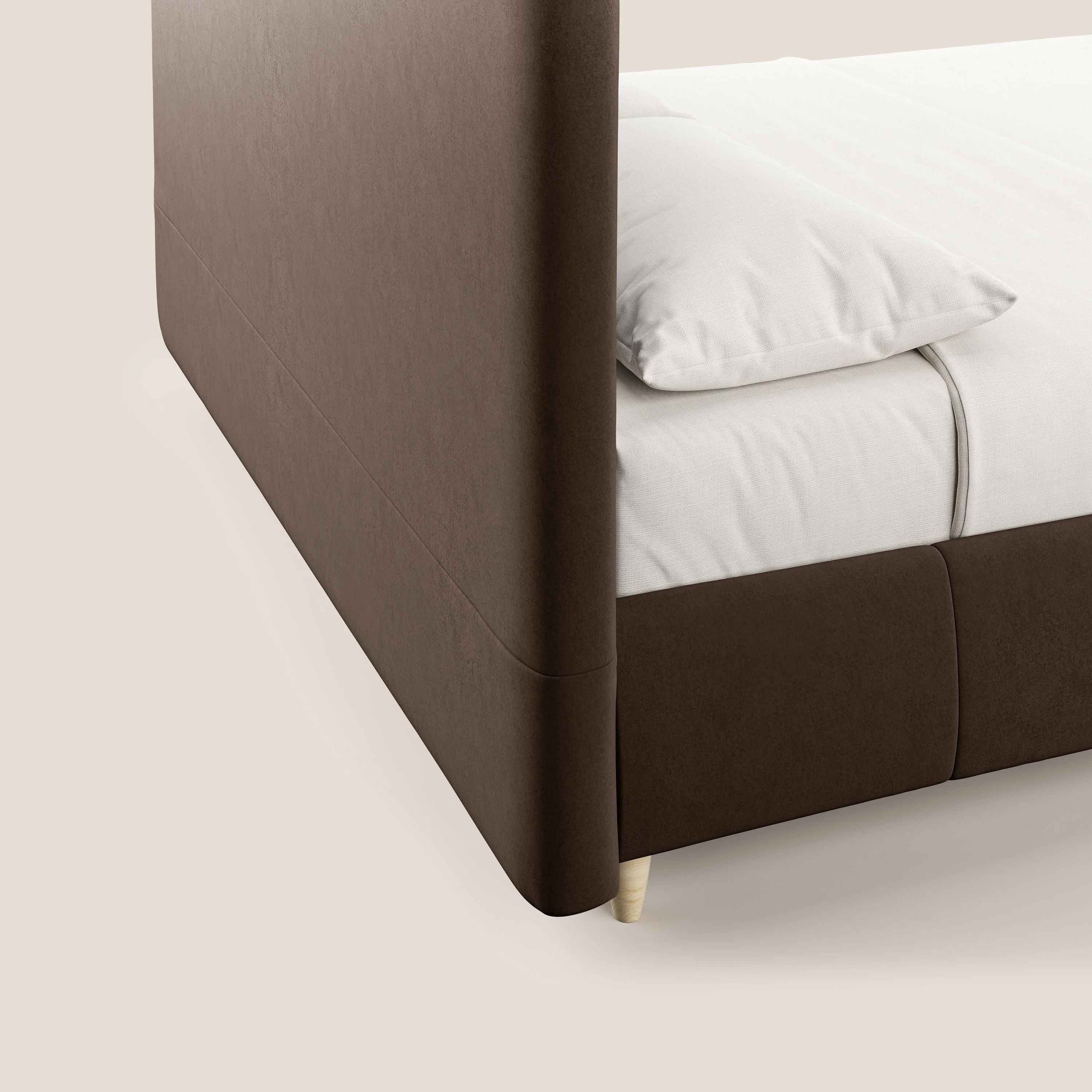 Laura lit avec coffre déhoussable en microfibre velours T09 marron - Image 7