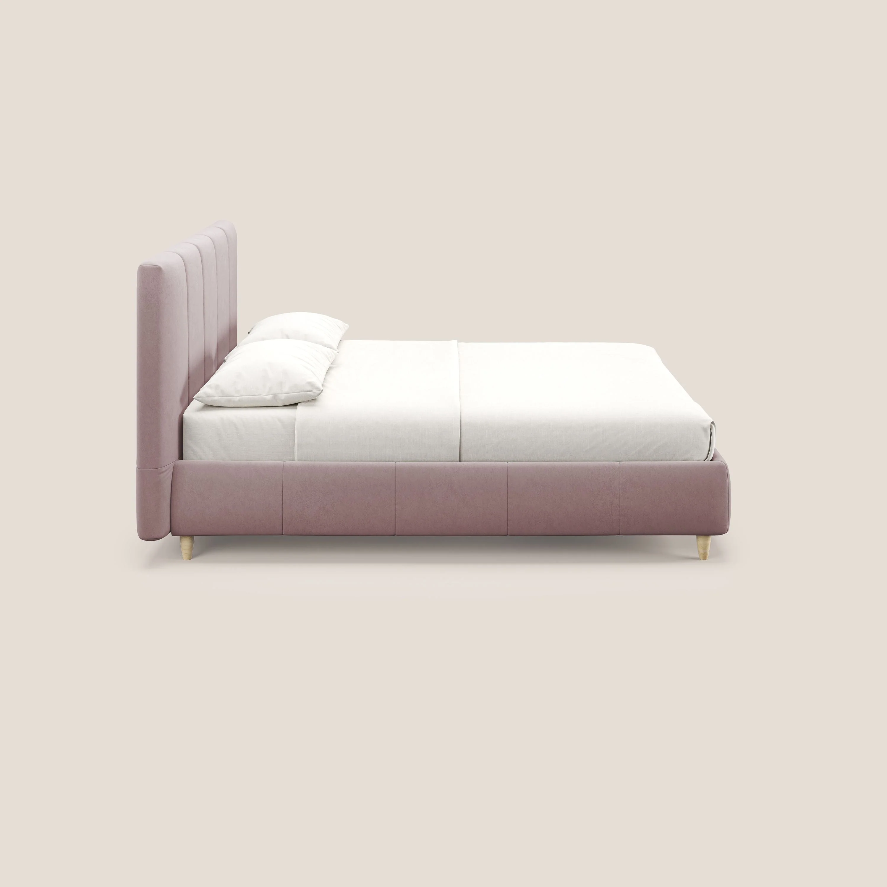 Laura lit avec coffre déhoussable en microfibre velours T09 rose - Image 4