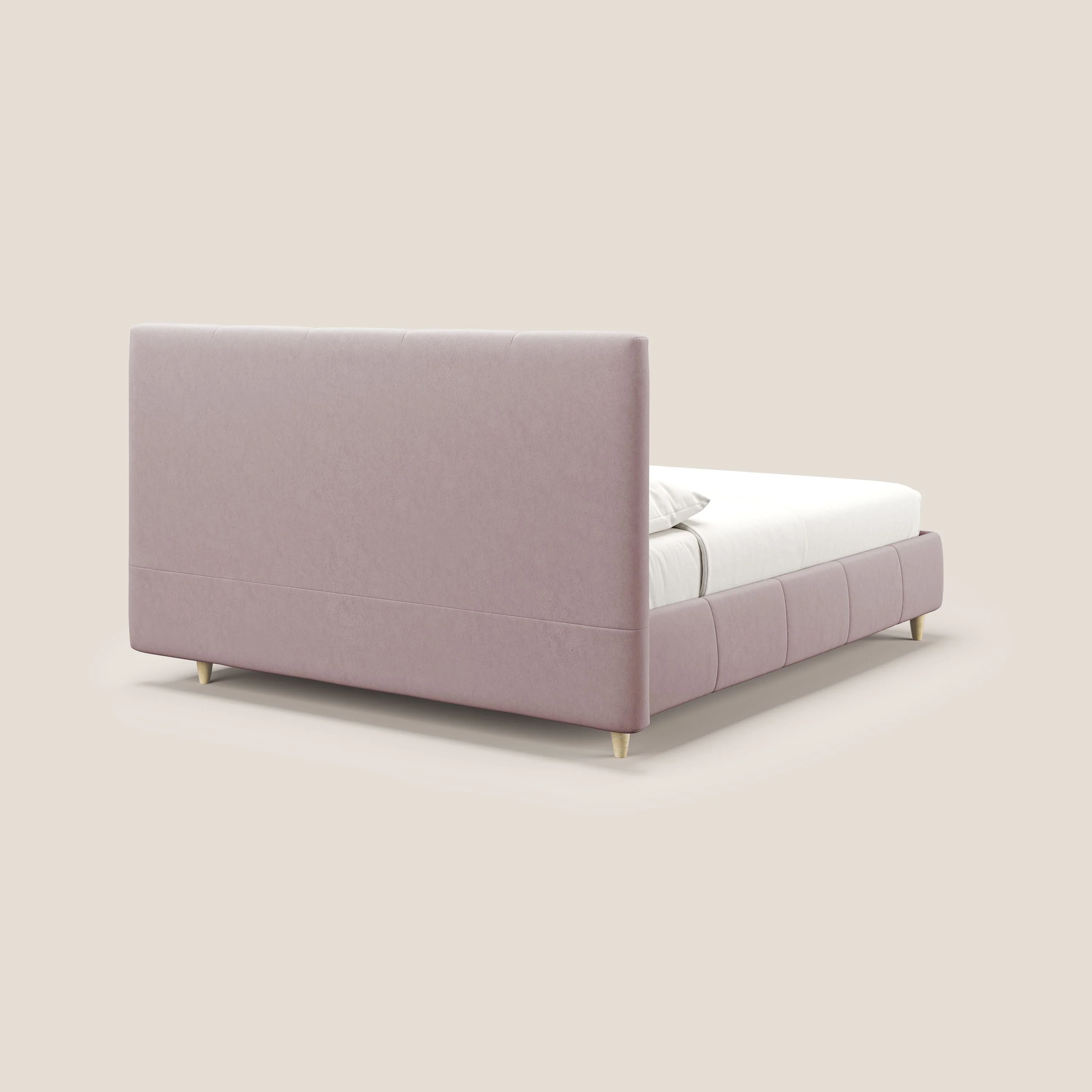 Laura lit avec coffre déhoussable en microfibre velours T09 rose - Image 5