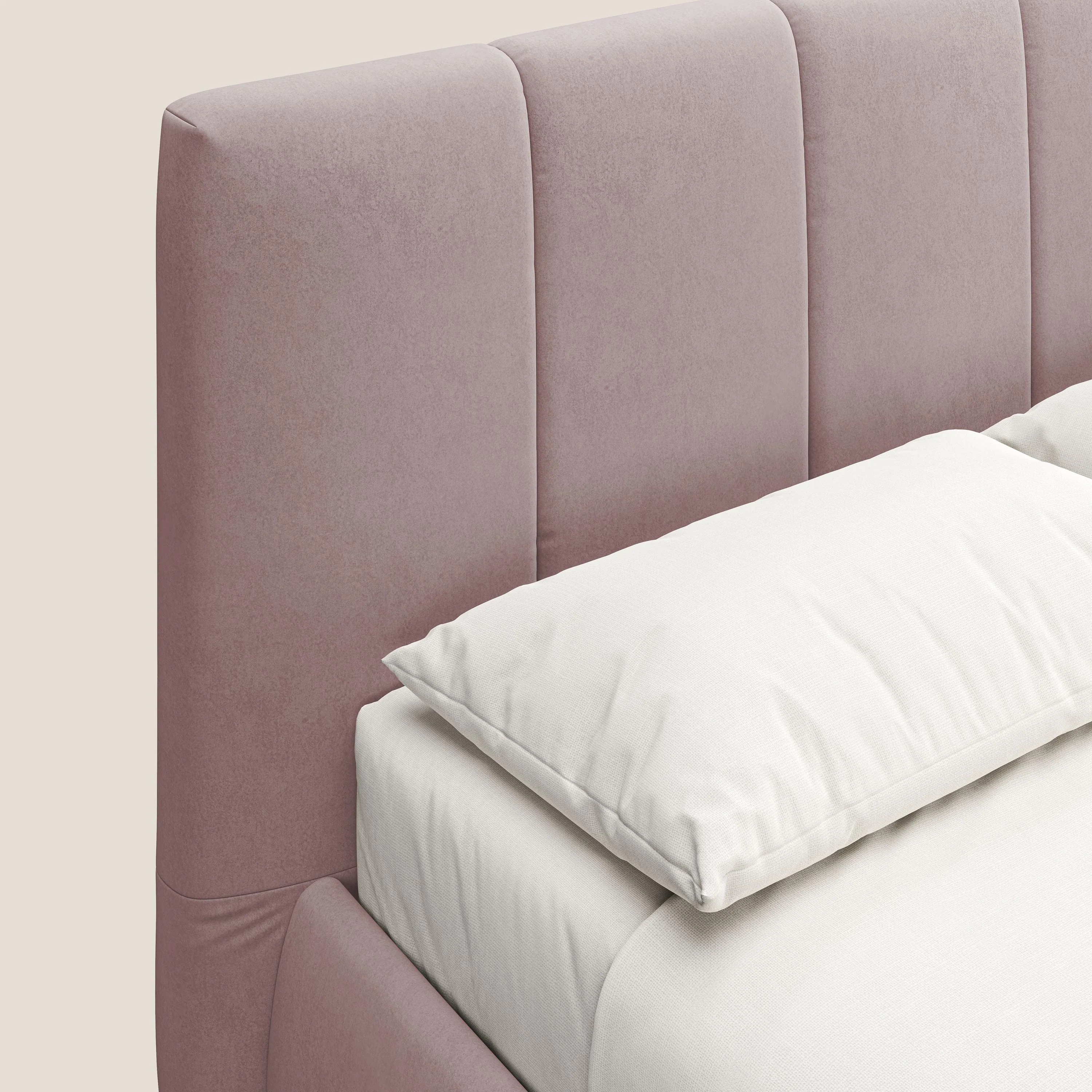 Laura lit avec coffre déhoussable en microfibre velours T09 rose - Image 6