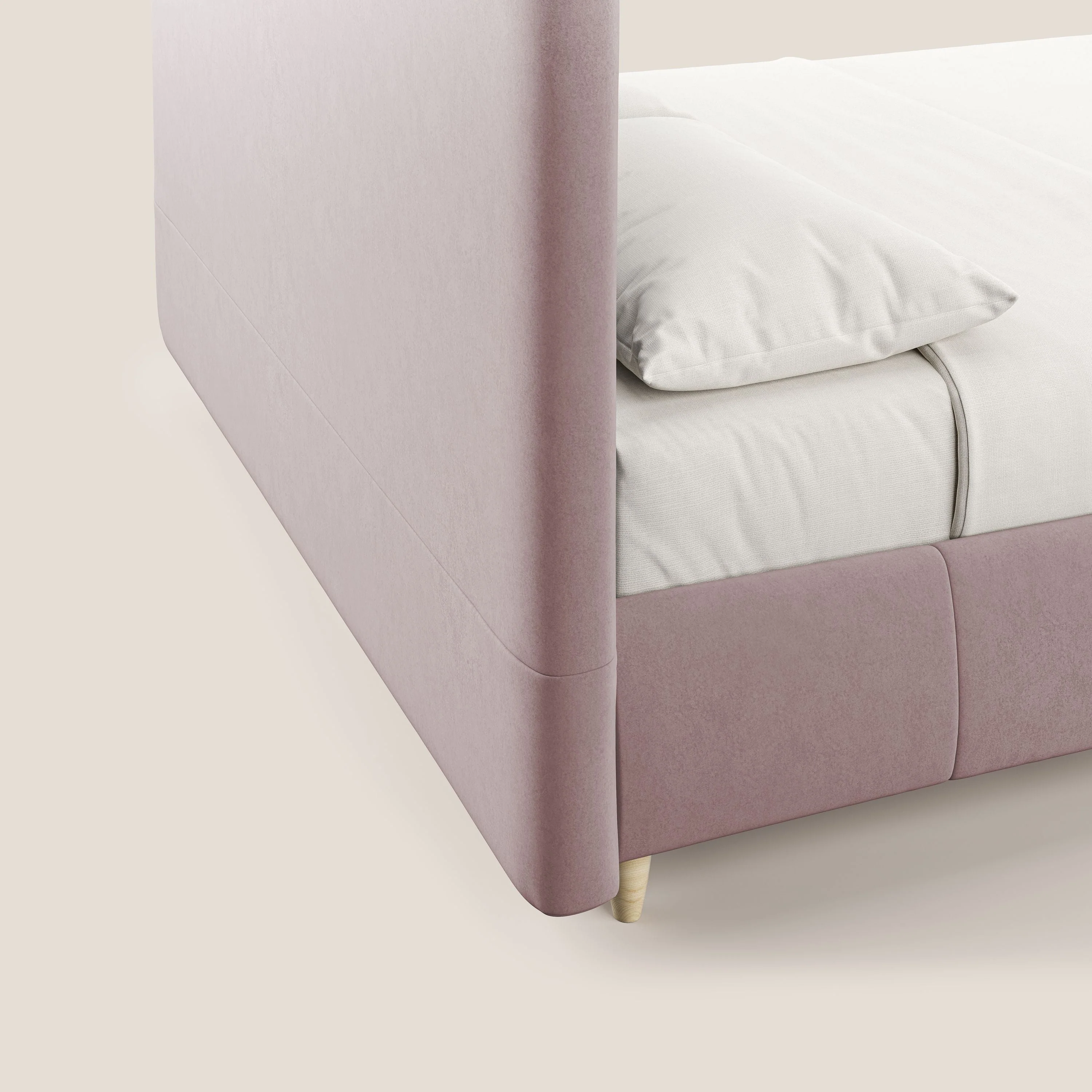 Laura lit avec coffre déhoussable en microfibre velours T09 rose - Image 7