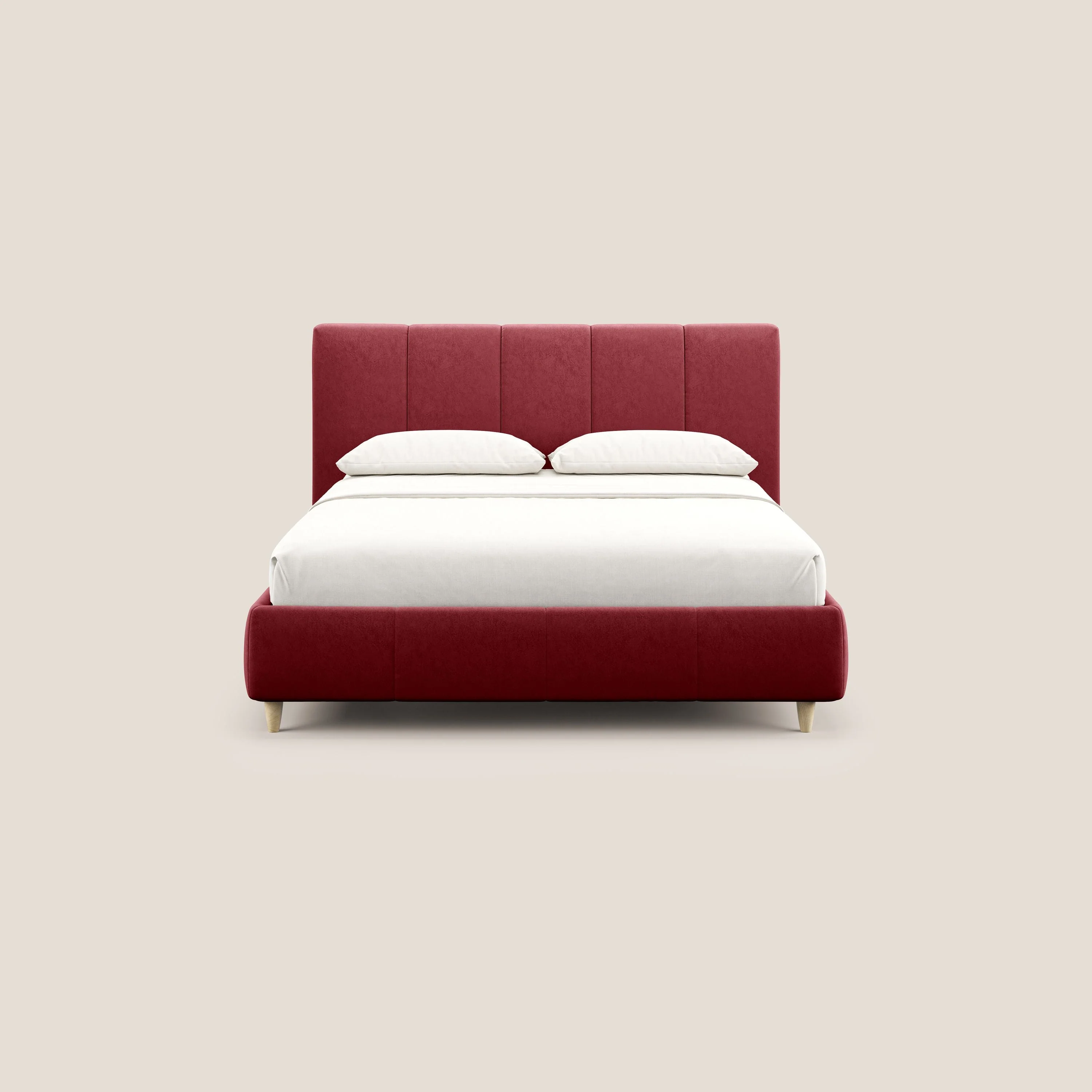 Laura lit avec coffre déhoussable en microfibre velours T09 rouge - Image 3
