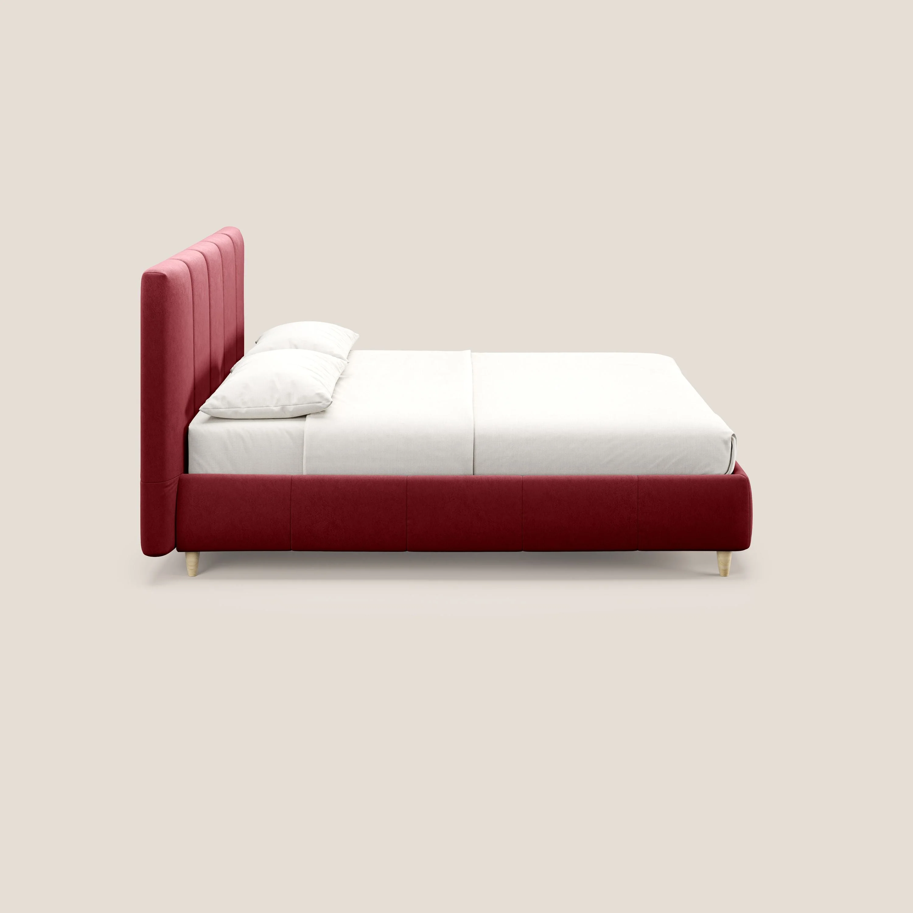 Laura lit avec coffre déhoussable en microfibre velours T09 rouge - Image 4