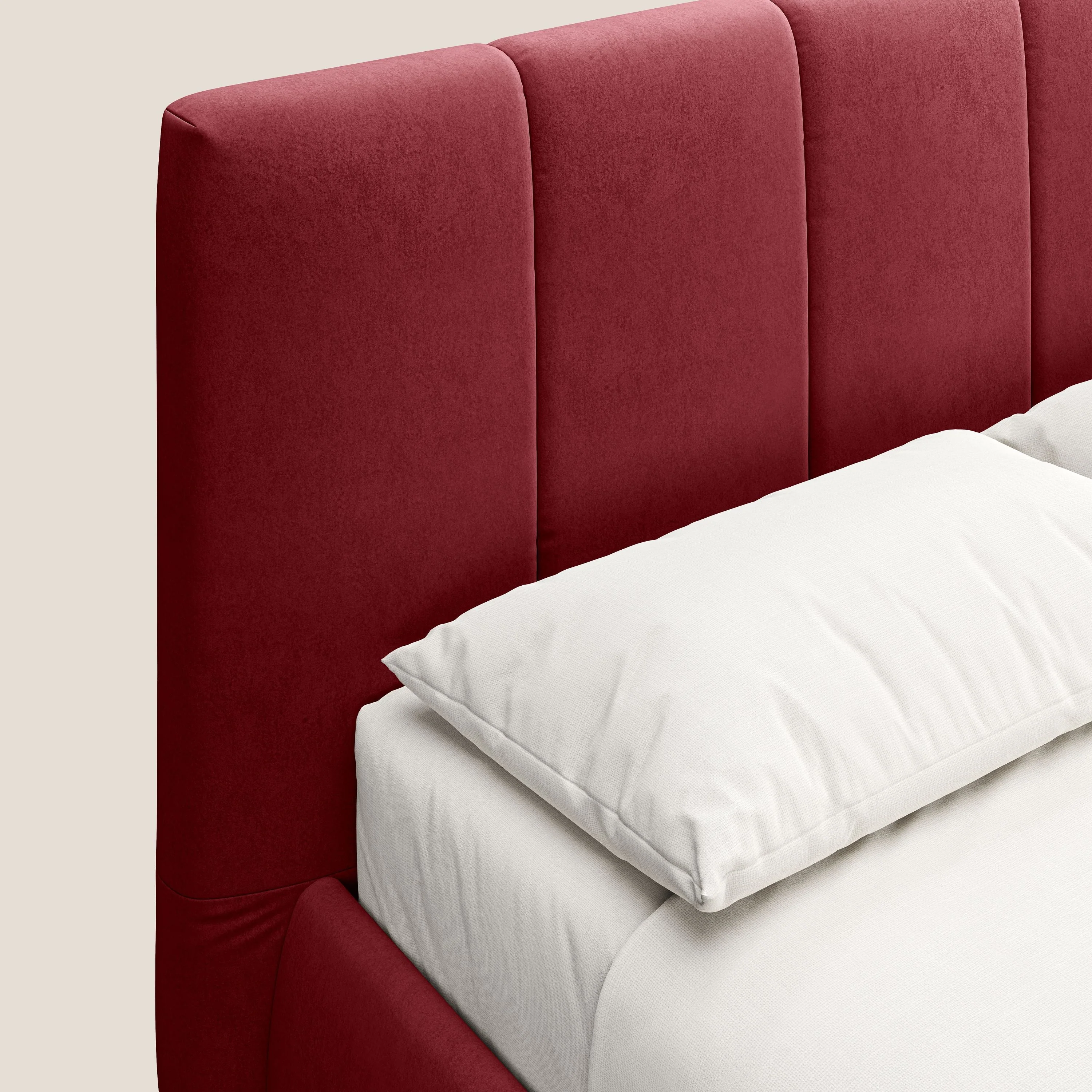 Laura lit avec coffre déhoussable en microfibre velours T09 rouge - Image 6