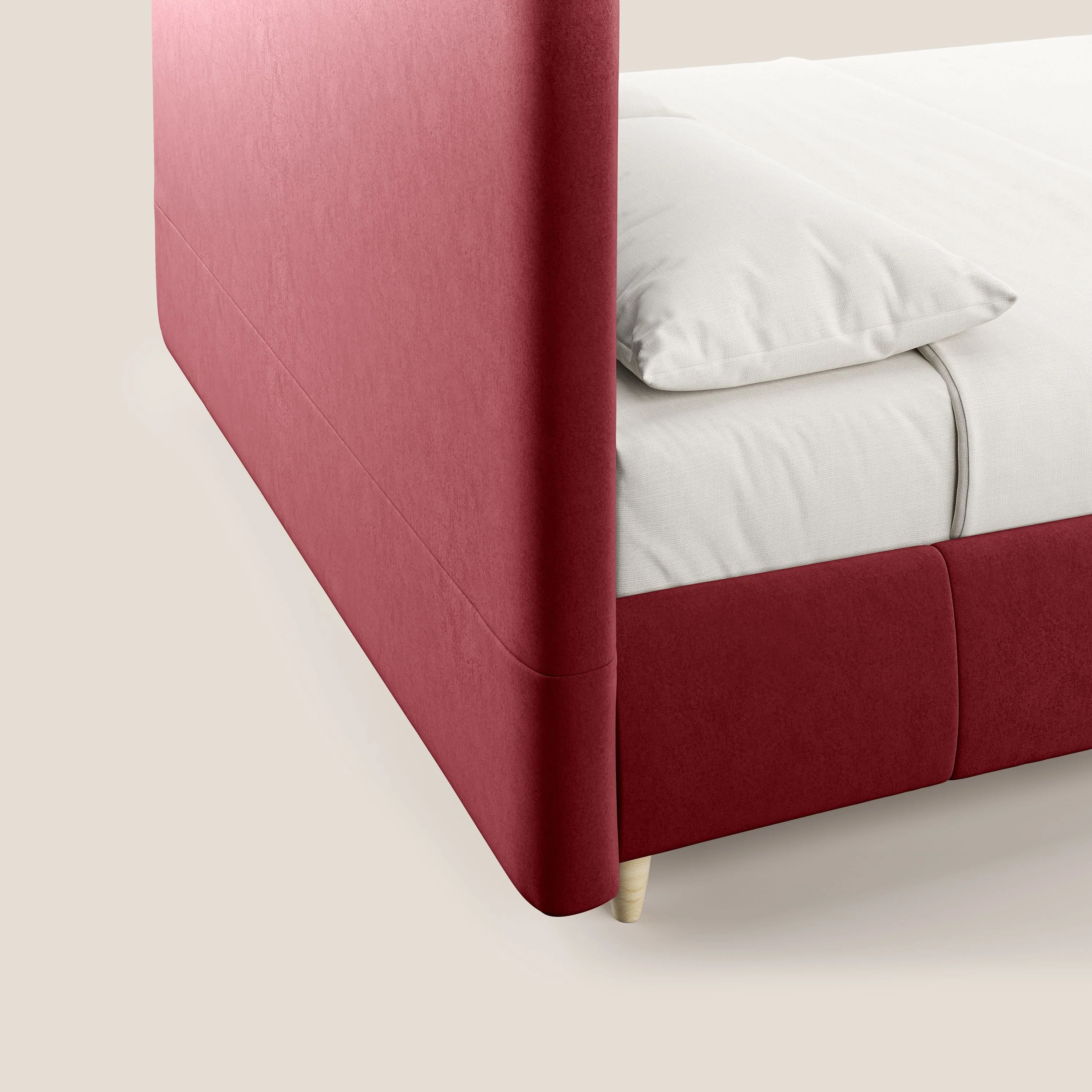 Laura lit avec coffre déhoussable en microfibre velours T09 rouge - Image 7