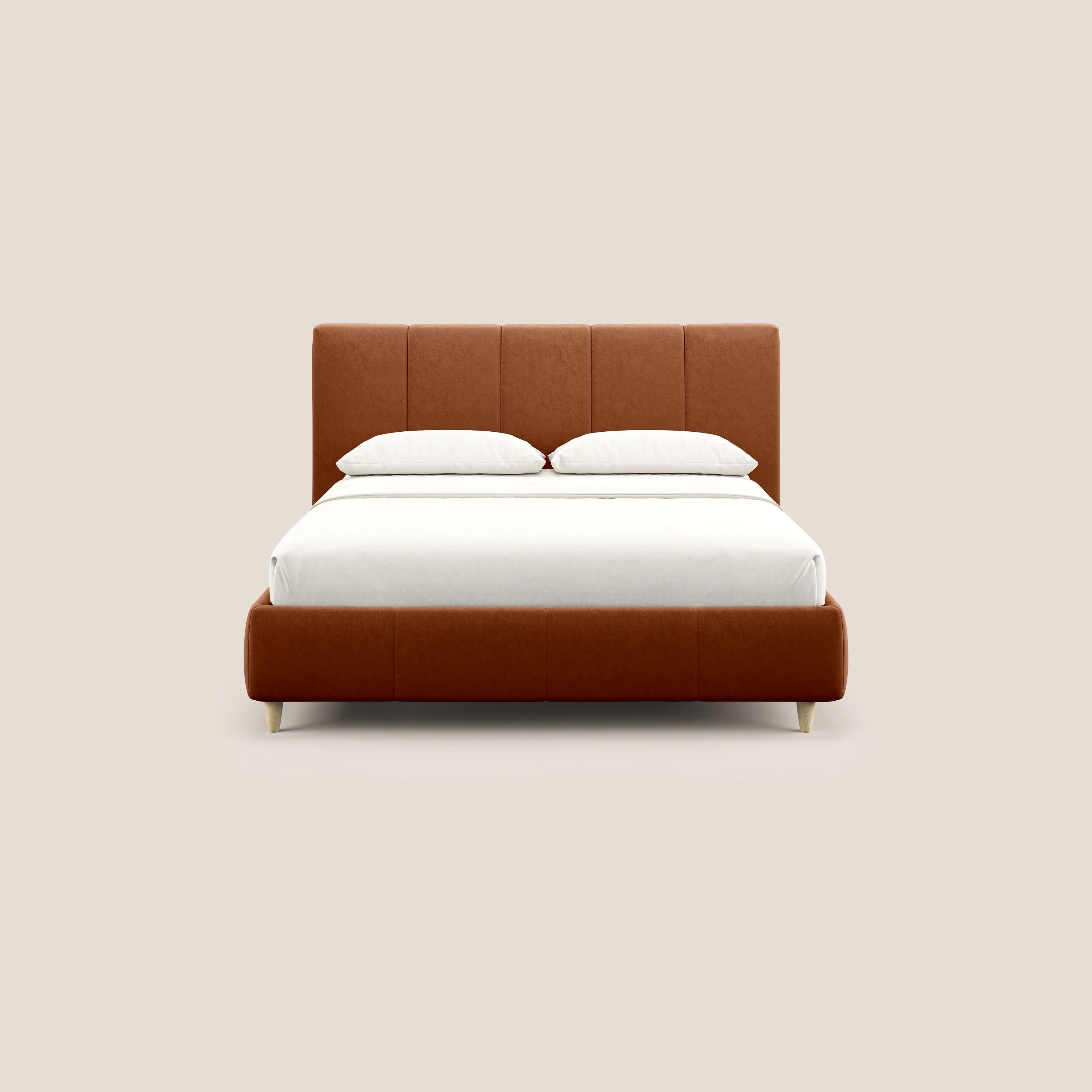 Laura lit avec coffre déhoussable en microfibre velours T09 rouille - Image 3