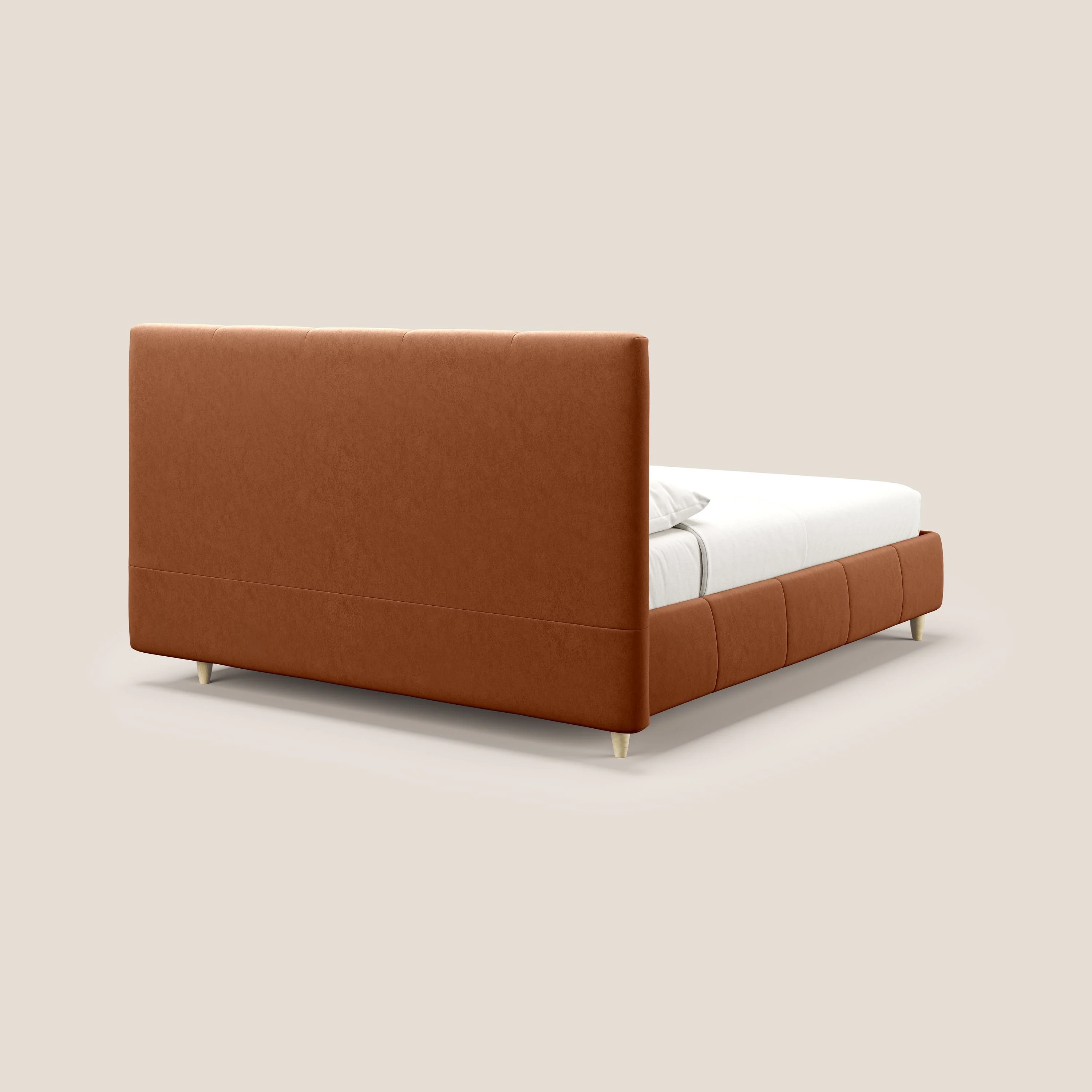 Laura lit avec coffre déhoussable en microfibre velours T09 rouille - Image 5