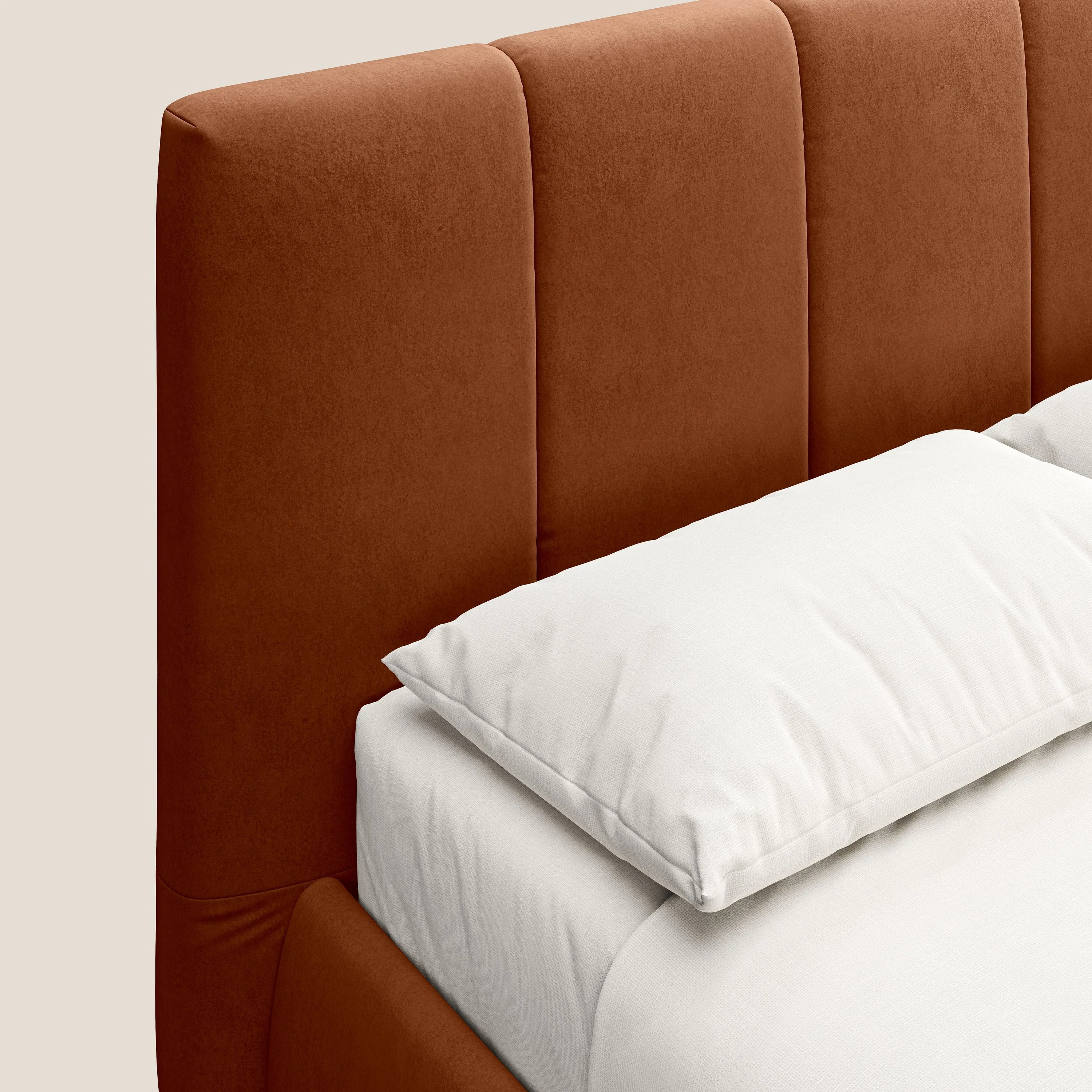 Laura lit avec coffre déhoussable en microfibre velours T09 rouille - Image 6