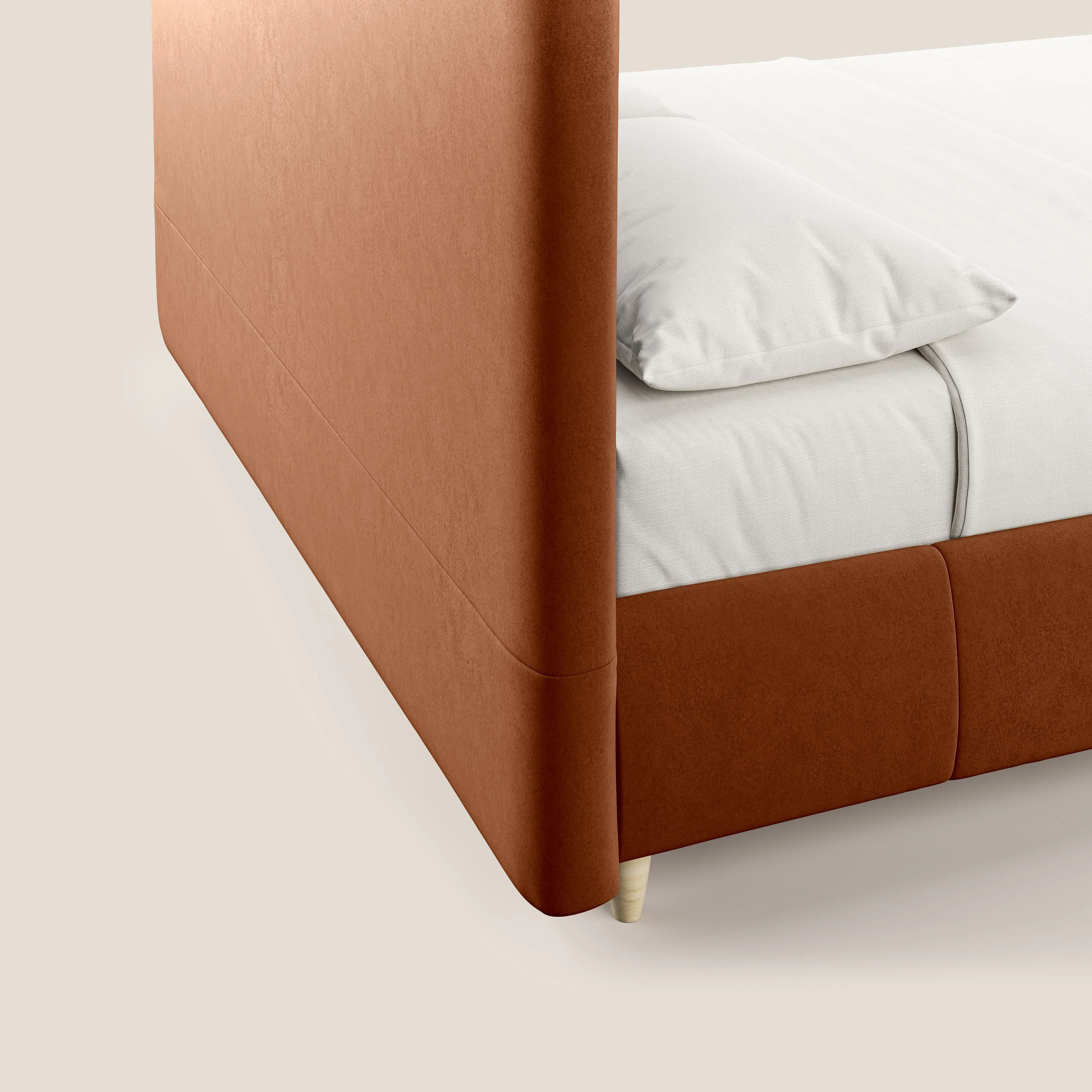 Laura lit avec coffre déhoussable en microfibre velours T09 rouille - Image 7